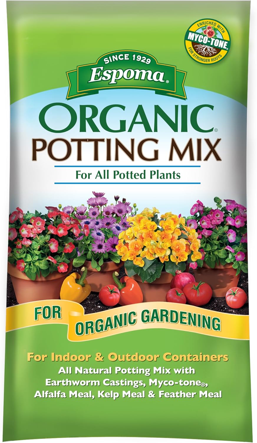 Espoma Organic Potting Soil Mix - All Natural Potting Mix for All Indoor & Outdoor Containers Including Herbs & Vegetables. for Organic Gardening