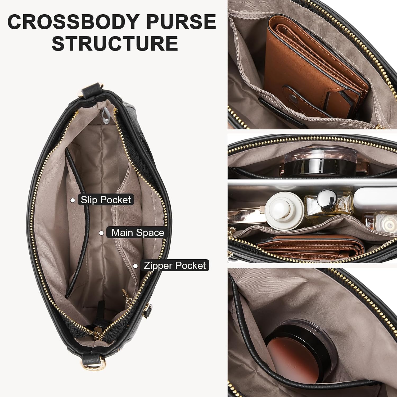 BOSTANTEN Crossbody Purses for Women Medium Shoulder Bag Quilted Handbags with Zipper Pocket
