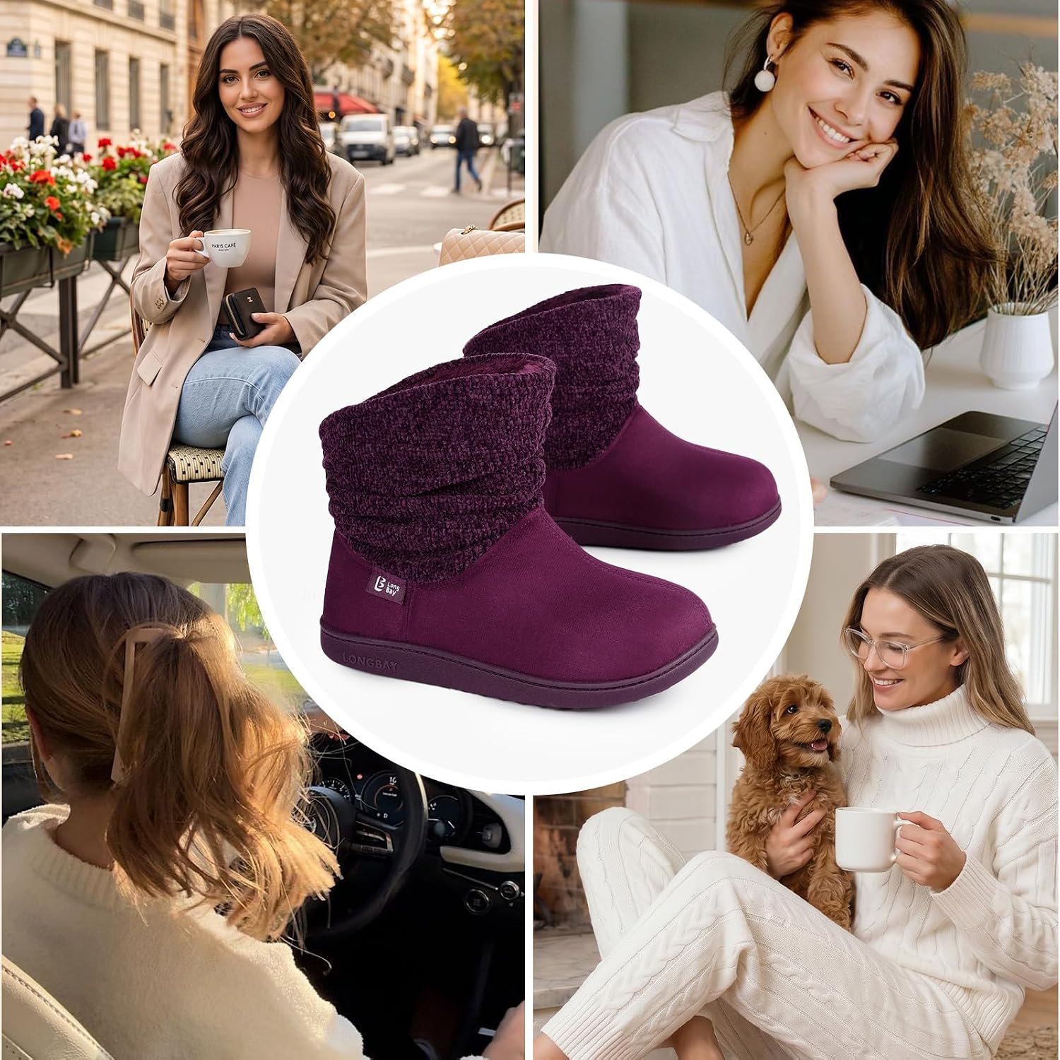 LongBay Slippers Boots for Women Warm Winter Fuzzy Bootie House Shoes Gifts