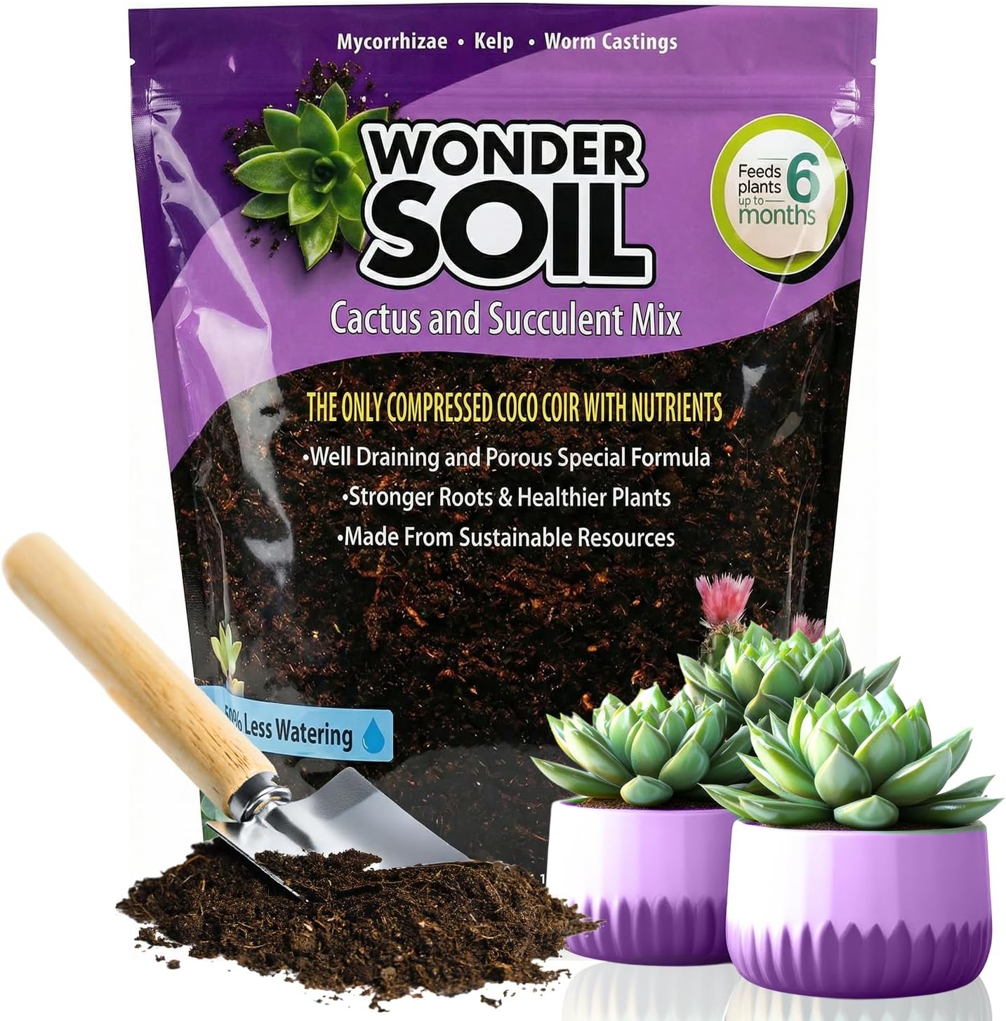 | Organic Cactus & Succulent Soil Mix (12 Quarts) | Fast Draining Living Coco Coir Loaded w/Nutrients | Ready to Plant Indoor/Outdoor Peat-Free