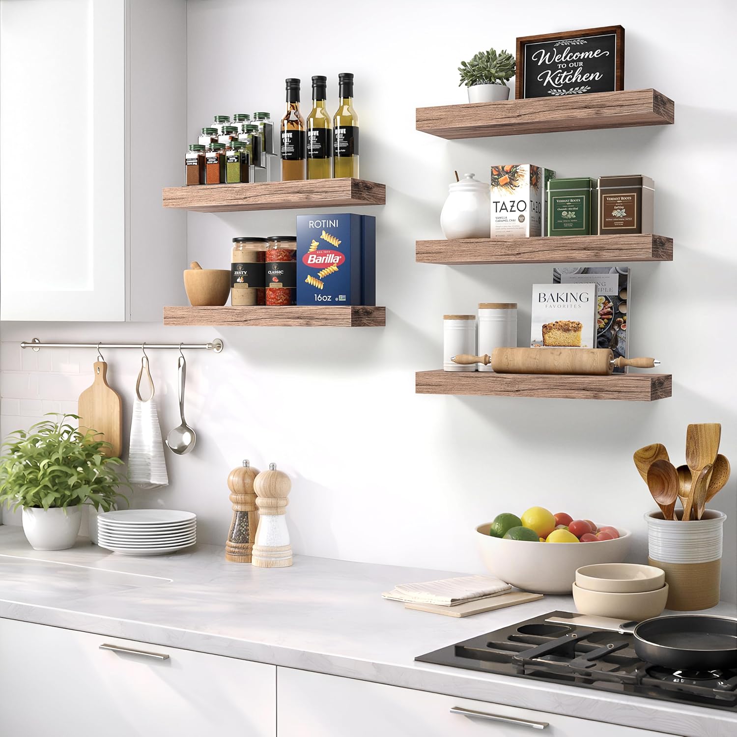 Sorbus Floating Shelves for Wall – 16 Inch Floating Shelf for Kitchen, Bedroom, Living Room, Bathroom, Home & Wall Decor - Mounted Bathroom Shelves with Invisible Brackets (Grey, 3 Pack)