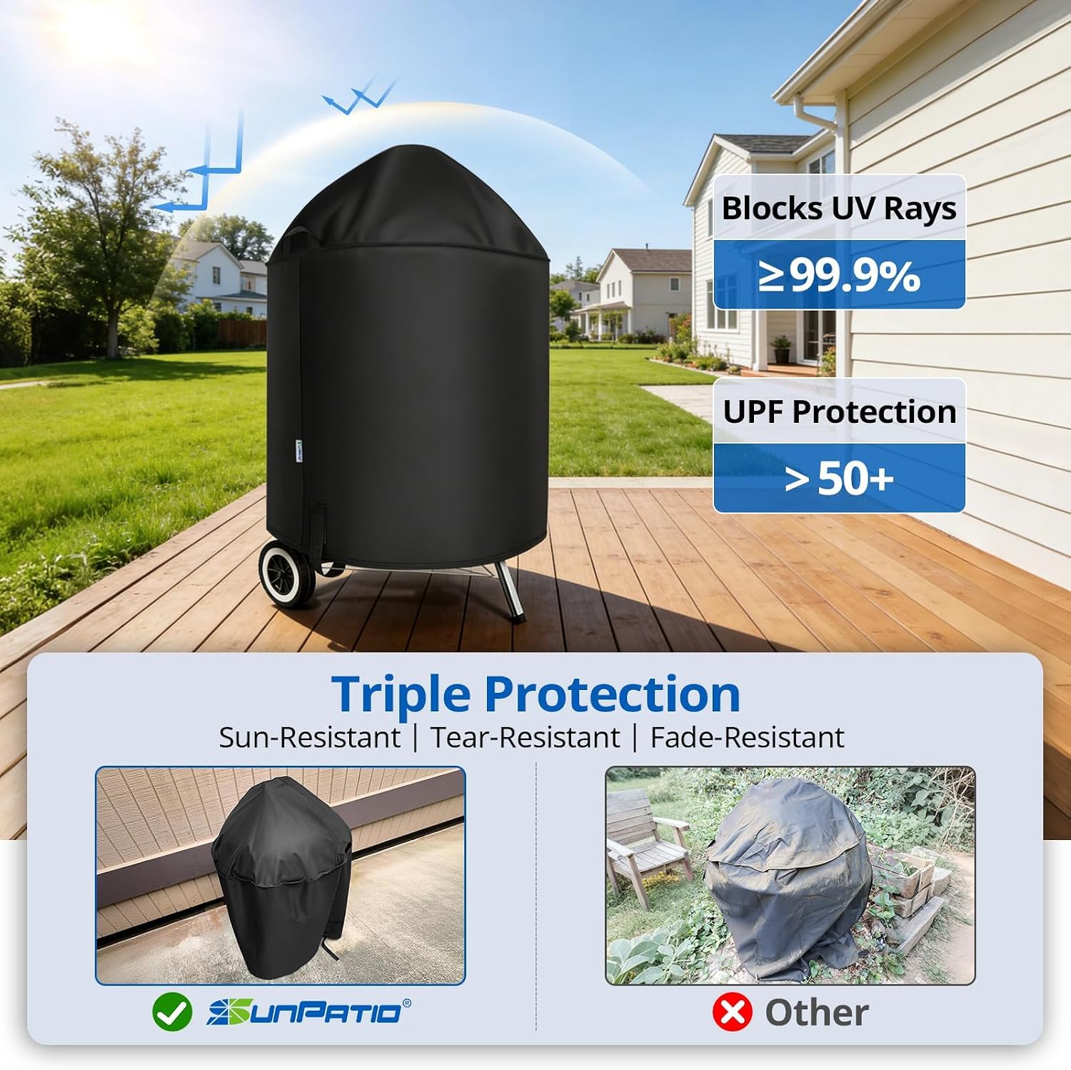 2 Burner Gas Grill Cover 32 inch, Heavy Duty Waterproof Small BBQ Grilling Cover, Compatible for Weber Char-Broil Nexgrill and More Grills with Collapsed Side Tables, All Weather Protection