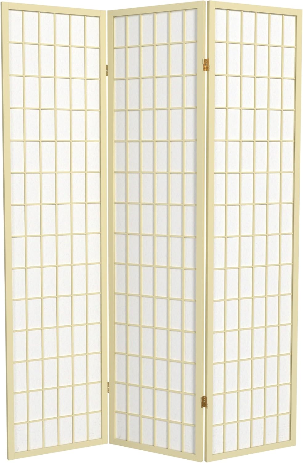 Red Lantern 6 ft. Tall Window Pane Shoji Screen - Walnut - 5 Panels
