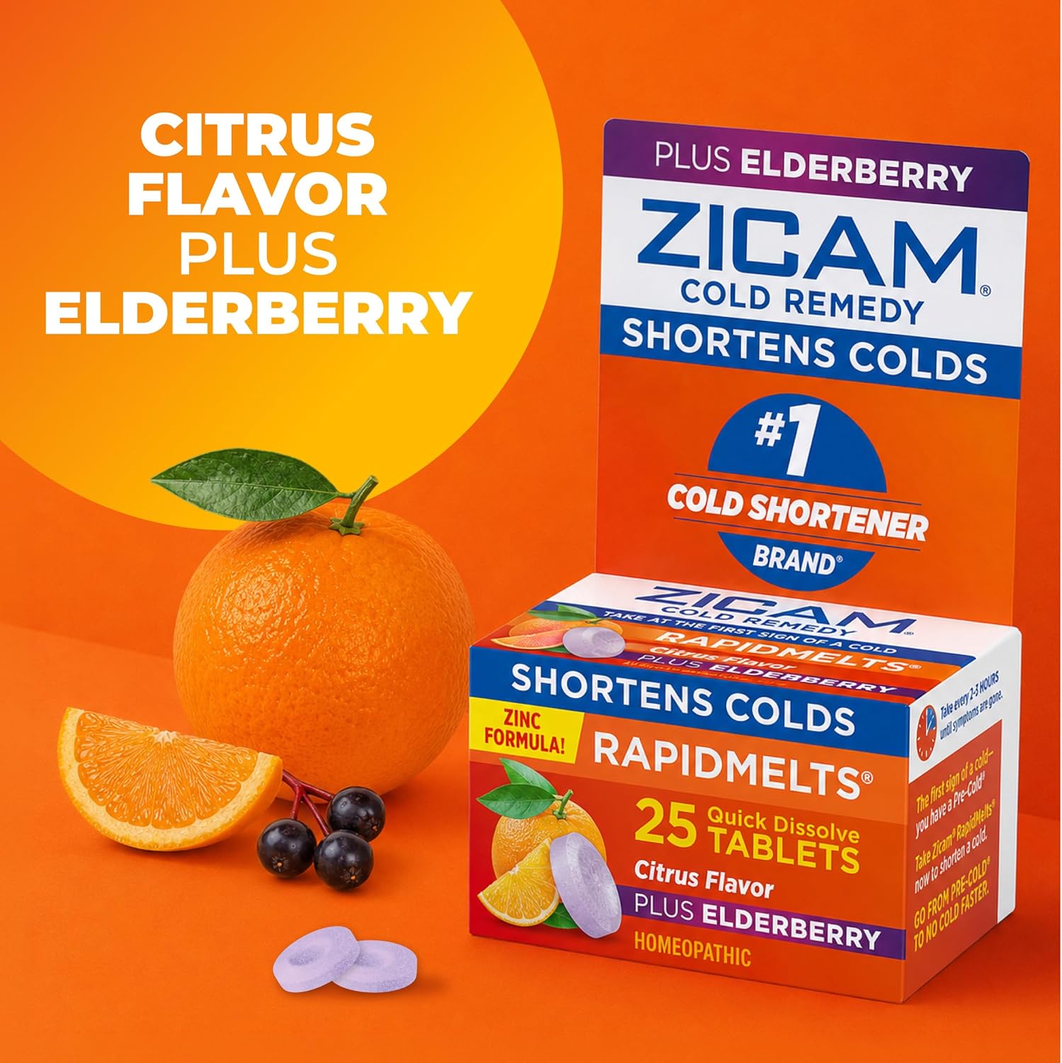 Zicam Cold Remedy RapidMelts, Citrus, 25 Count