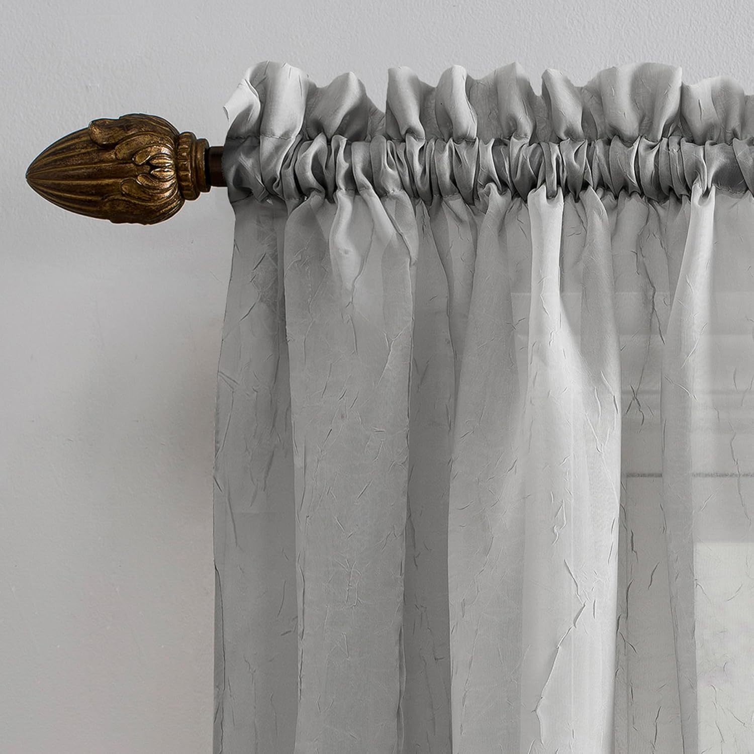 No. 918 Erica Crushed Sheer Voile Rod Pocket Curtain Panel, 51" x 108", Eggshell Off-White