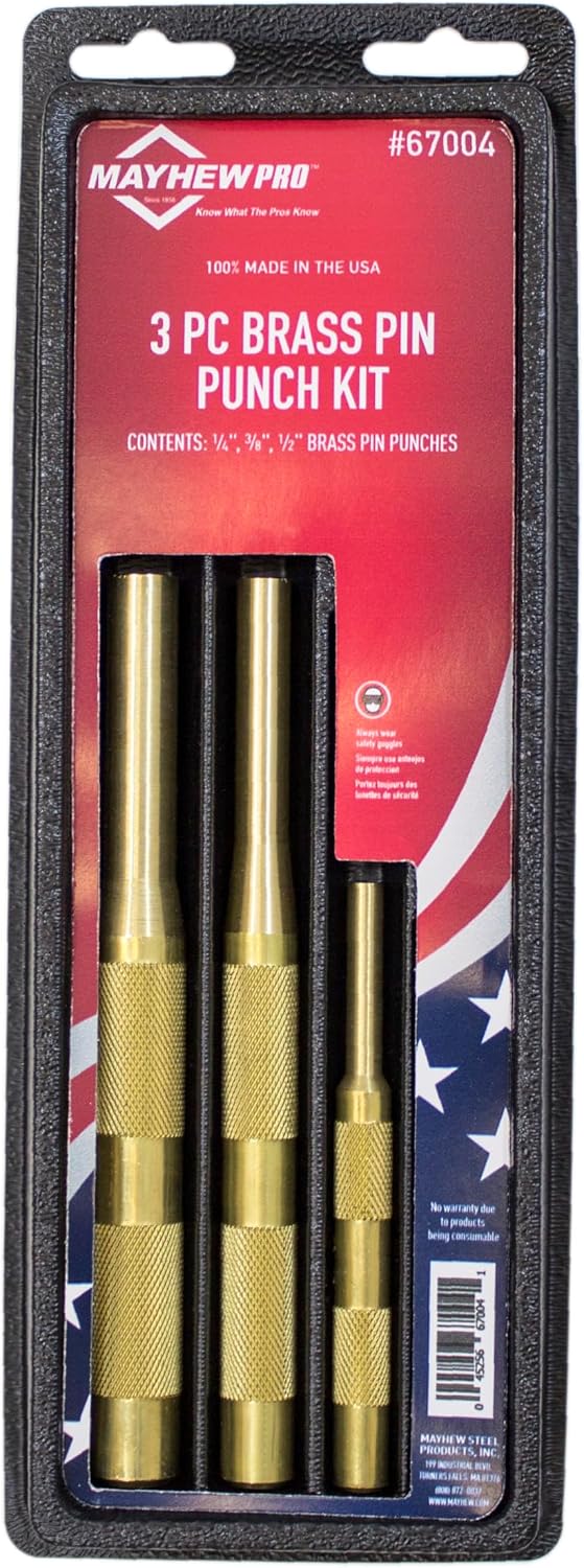 Mayhew Tools 67008 Brass Pin Punch, 12-Piece Set