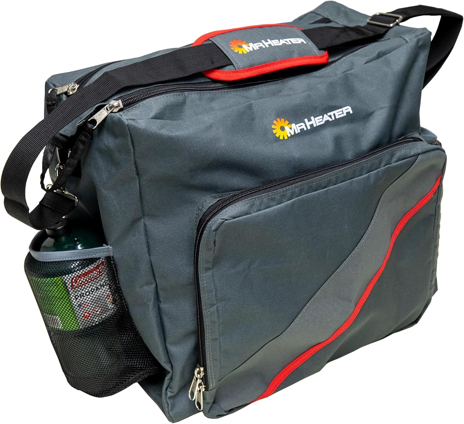 Mr. Heater Portable Buddy Carry Bag 9BX, Black | 600D polyester, pockets for two 1 lb cylinders, U-shaped zipper, padded strap