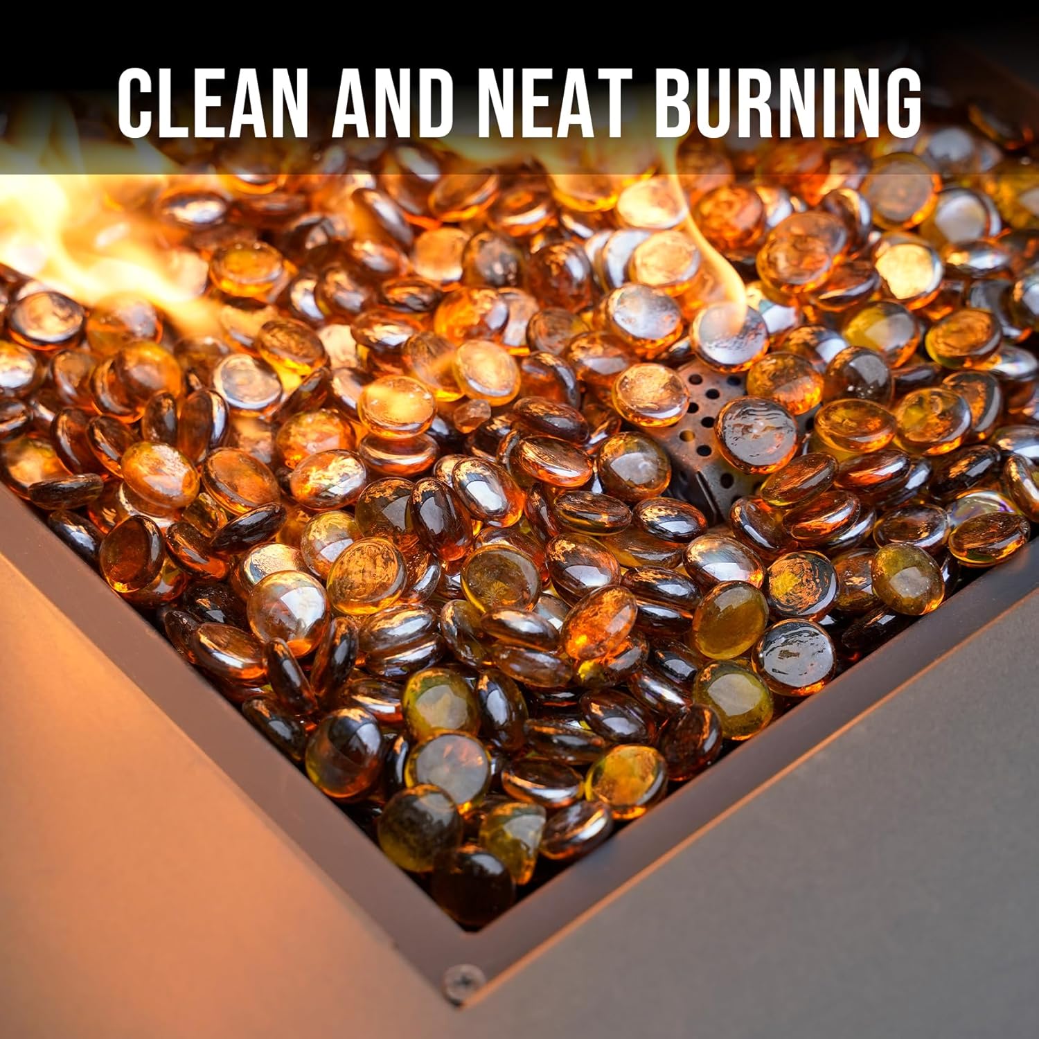Skyflame 10-Pound Fire Glass Beads for Fire Pit Fireplace, Onyx Black