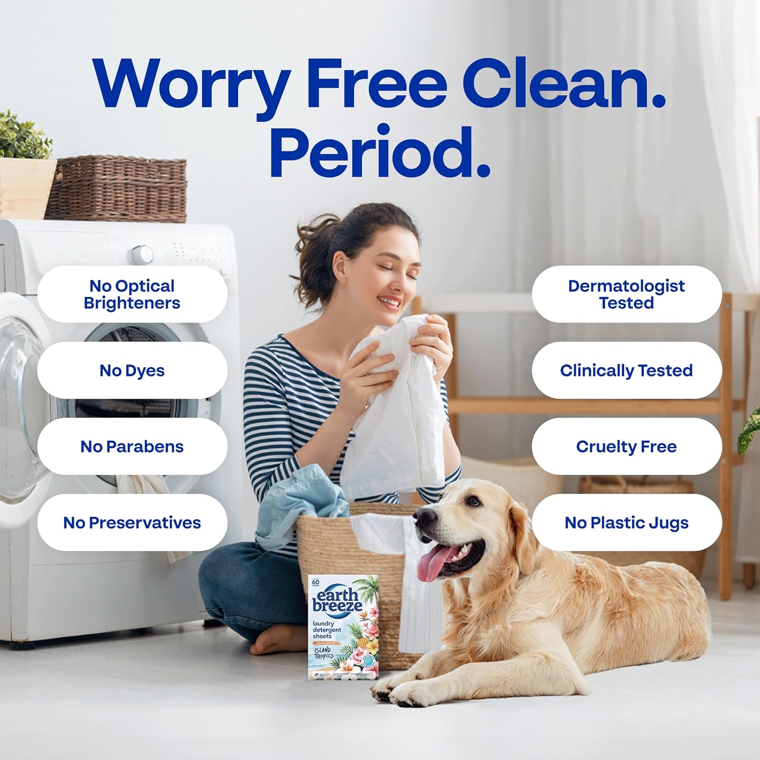 Earth Breeze Laundry Detergent Sheets Fresh Scent 60 Loads