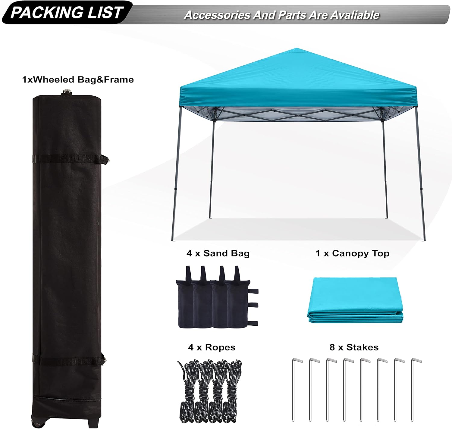 ABCCANOPY 11x11 Pop Up Canopy Tent, Stable Slant Leg Outdoor Shade, Black