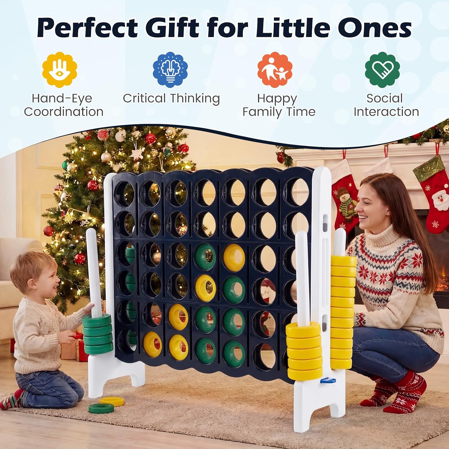 Costzon Giant 4-in-A-Row, Jumbo 4-to-Score Giant Game Set for Kids & Adults, Indoor Outdoor Yard Connect Game