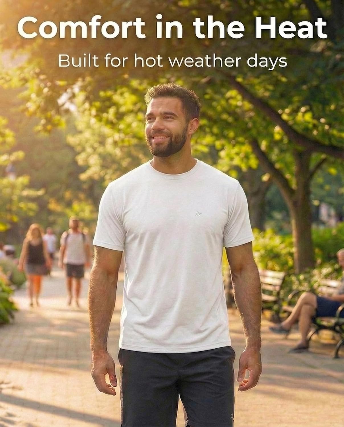 Arctic Cool Men’s Crew Neck Instant Cooling Moisture Wicking Performance UPF 50+ Short Sleeve Workout Shirt