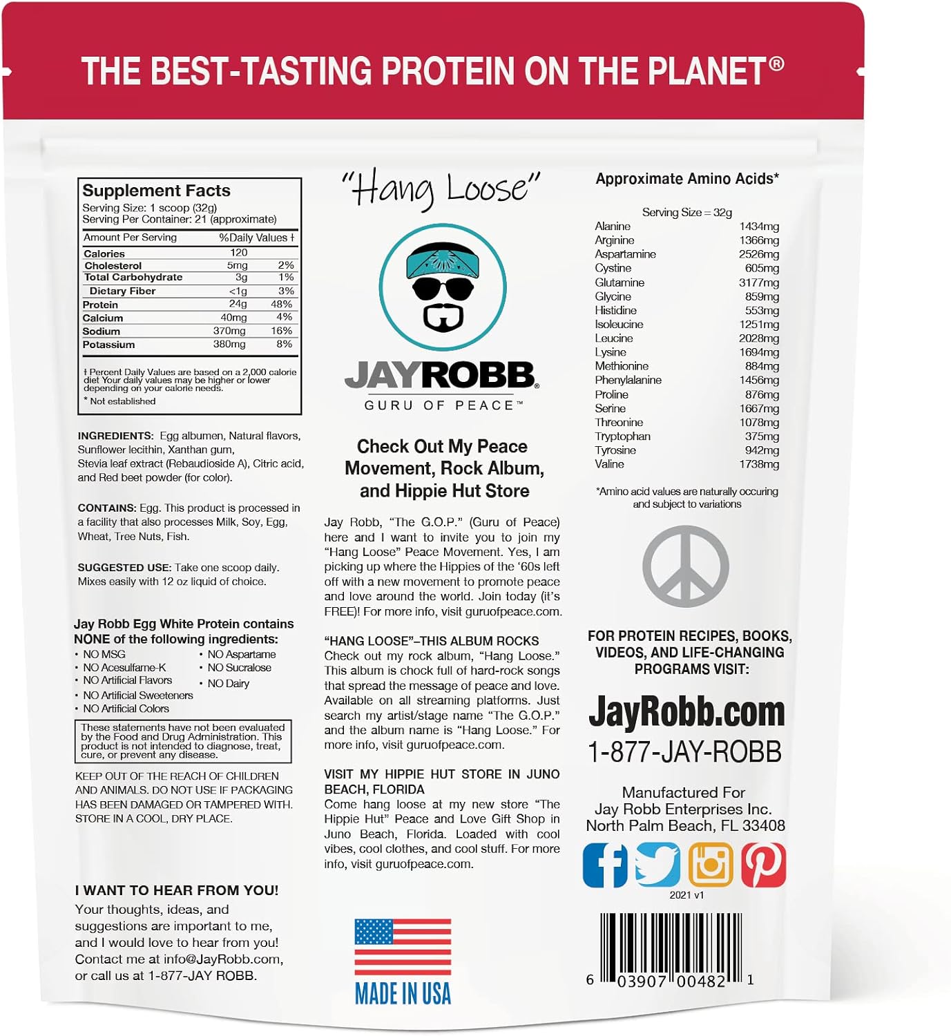 JAYROBB Vanilla Egg White Protein 24 oz, 1.5 Pound Bag