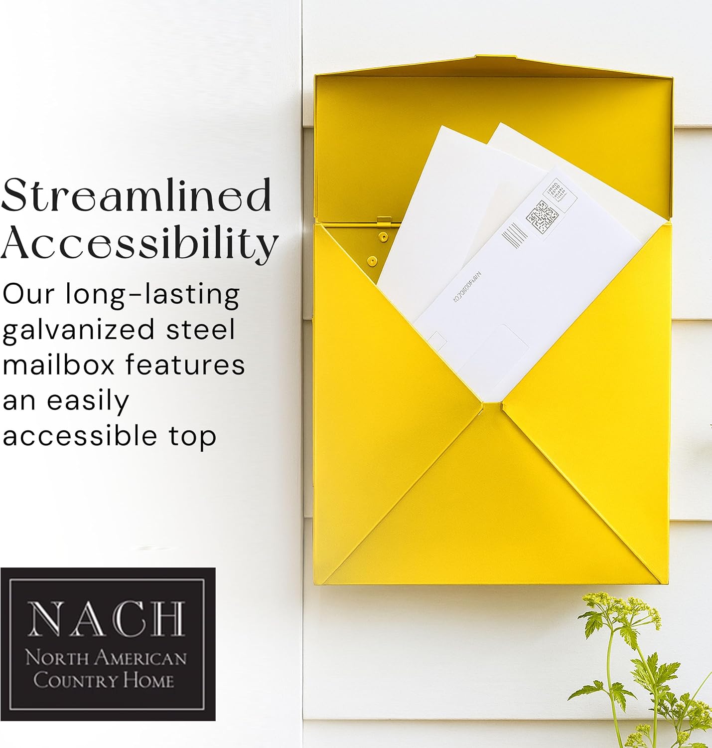 NACH Mailboxes for Outside Wall Mount, 10 x 10 x 4 inch Black Mailbox, Waterproof Mailboxes for Outside - Chicago Style Mail Box