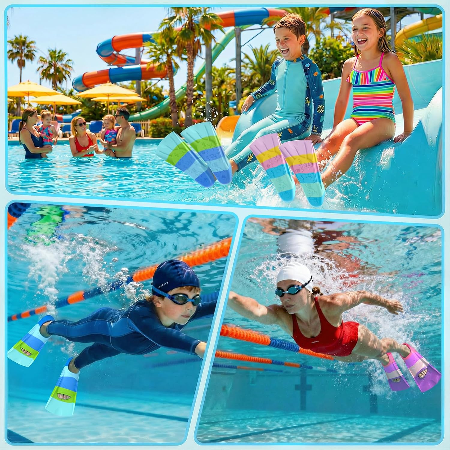 Gintenco Swim Fins, Adults & Kids Swim Training Fins for Lap Swimming