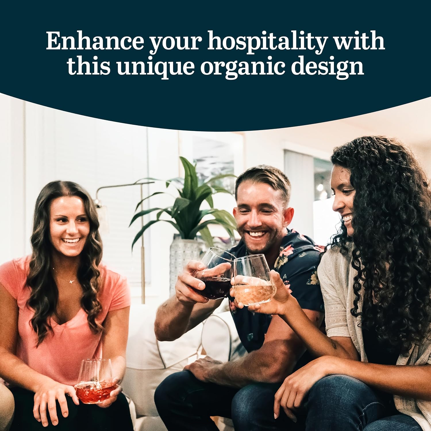 Libbey Classic Blue All-Purpose Stemless Wine Glasses Set 6, Timeless Wine Cups Set of 6, 15.25 Oz, Wine Glass Set for Dinners, Weeknights