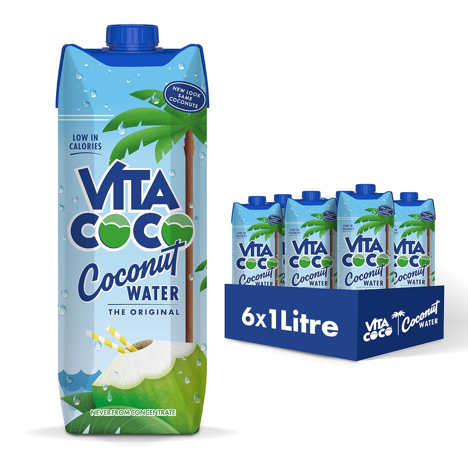 Vita Coco Coconut Water, Pure Original, Refreshing Coconut Taste, Natural Electrolytes, Vital Nutrients, 33.8 Oz (Pack of 6)