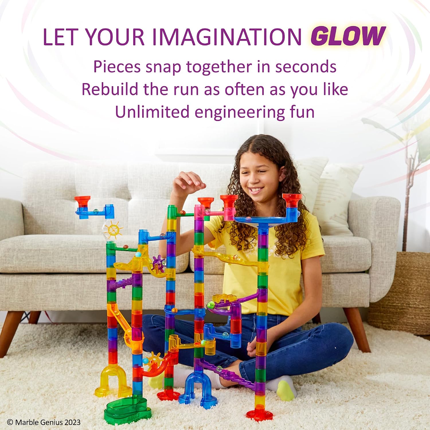 Marble Genius Space Theme Marble Run, 200 Pieces, STEM Toy
