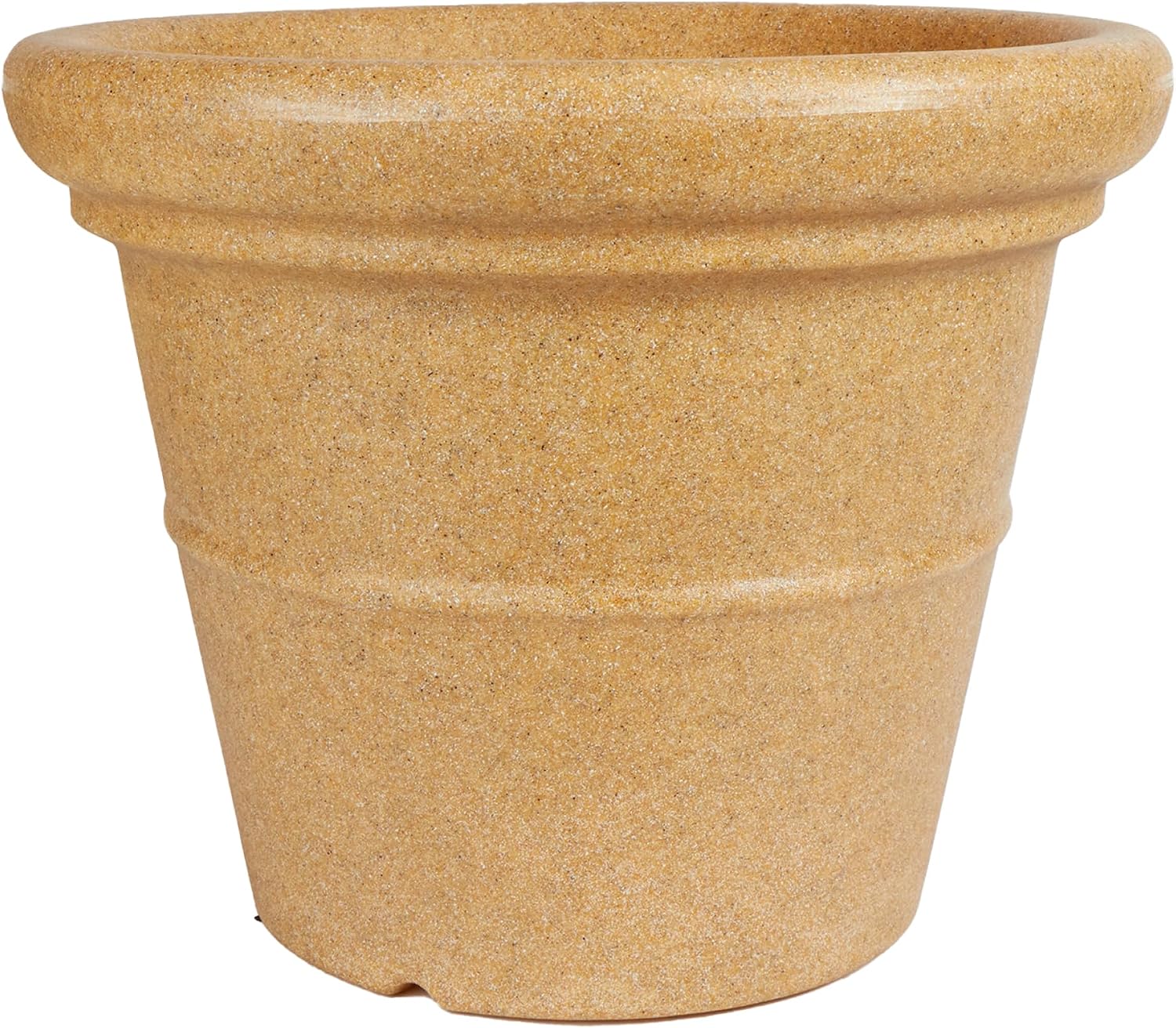 The HC Companies Terrazzo Large Round Plastic Plant Pot w/Rolled Rim - Lightweight & UV Resistant Gardening Pot for Herbs & More - Outdoor & Indoor Plant Pots w/Drainage (17” Black)
