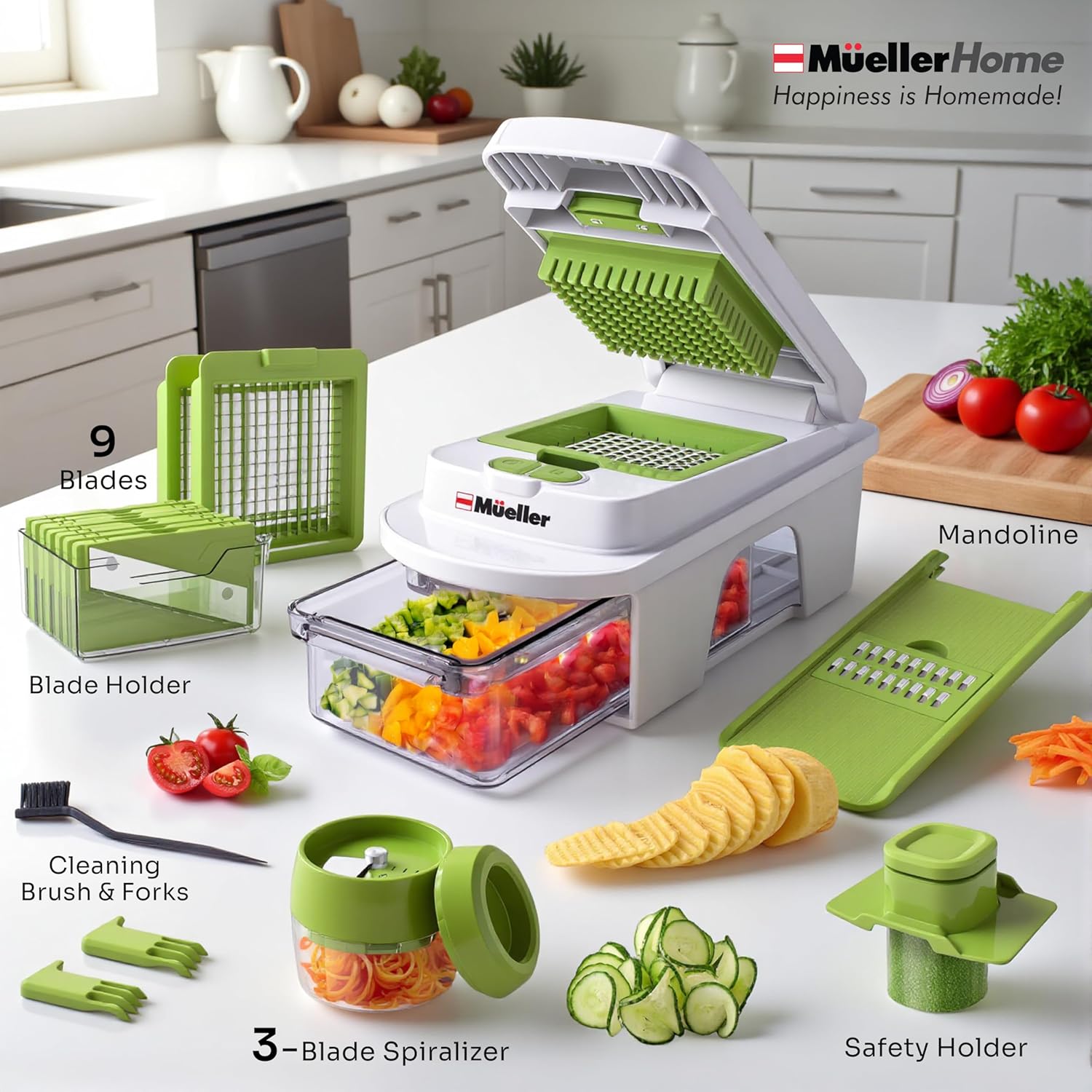 Mueller The Real Original Pro Vegetable Chopper & Mandoline Slicer, 10-in-1