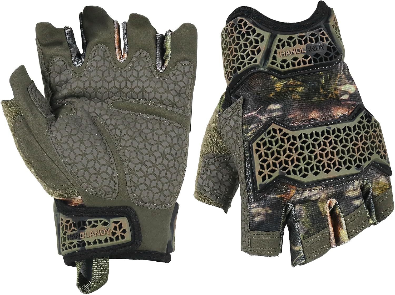 HANDLANDY Framer Work Gloves Open-Finger Carpenters Gloves, Fingerless Gaming Gloves for Tactical Shooting, Airsoft, Hunting, Police Work and Hiking L
