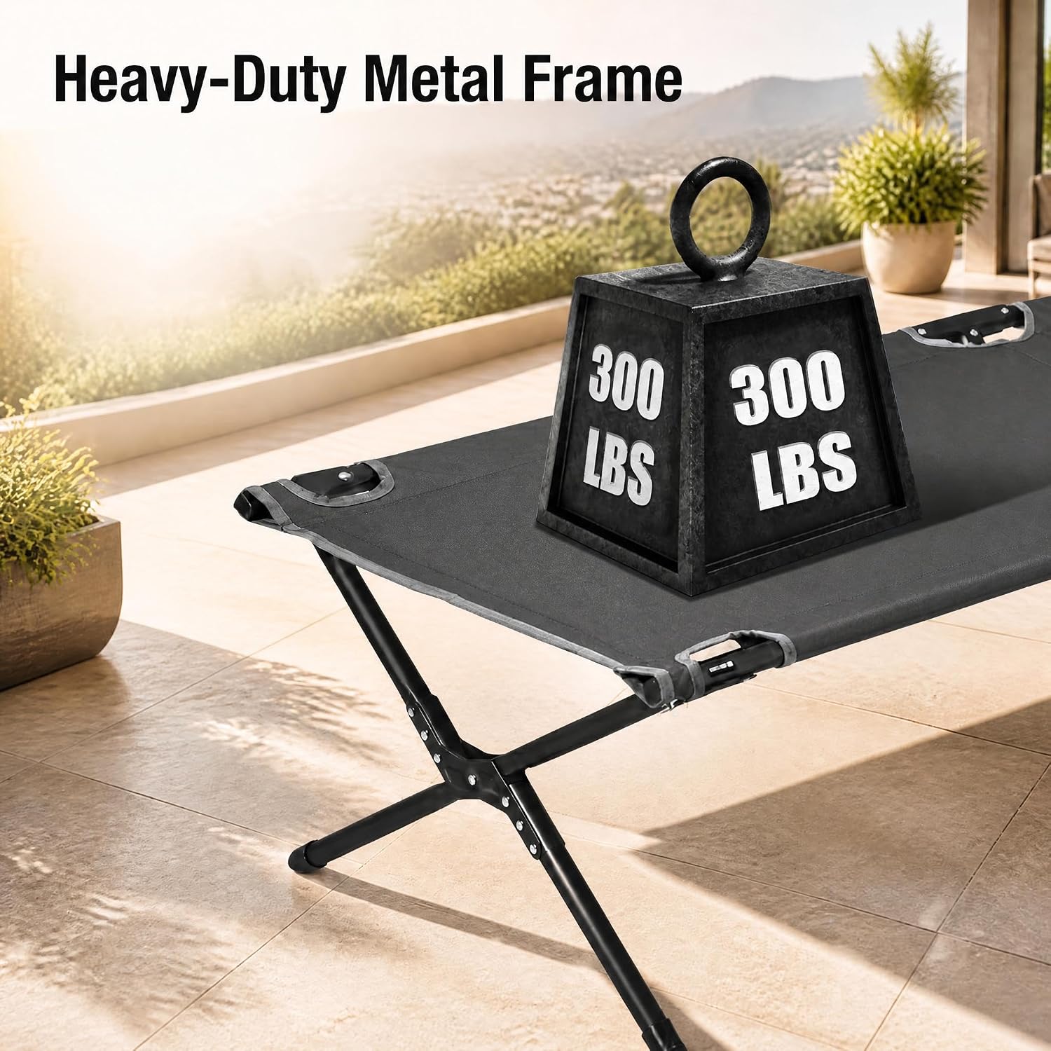 GYMAX Folding Camping Cot, Heavy Duty Portable Military Cot with Oxford Fabric