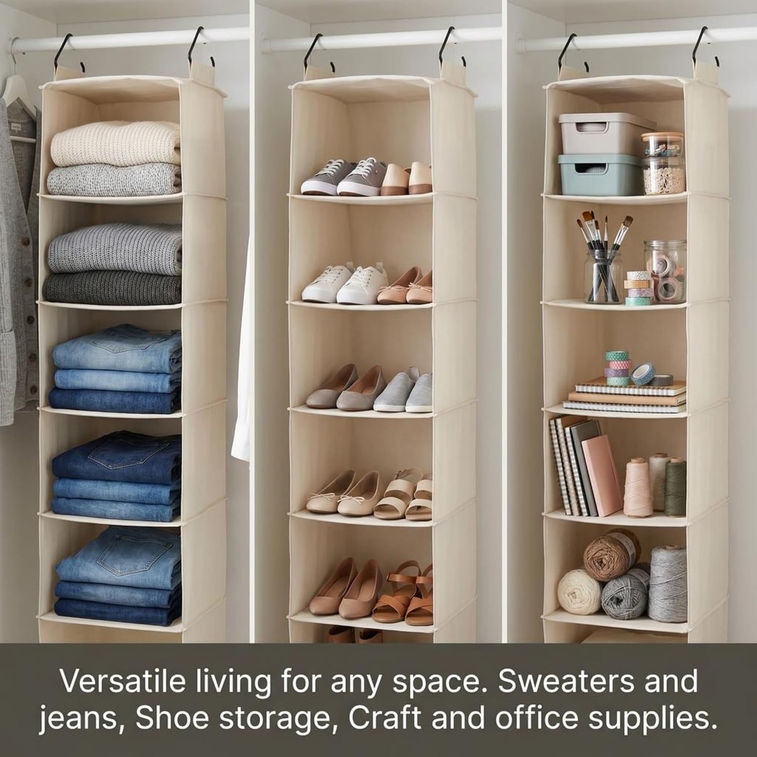 Household Essentials Canvas Sweater Storage Bags, 2-Pack, Breathable Cotton, Under-Bed Zippered Storage with Clear Top Window, Stackable, Cedar Insert Compatible (Not Included), Natural