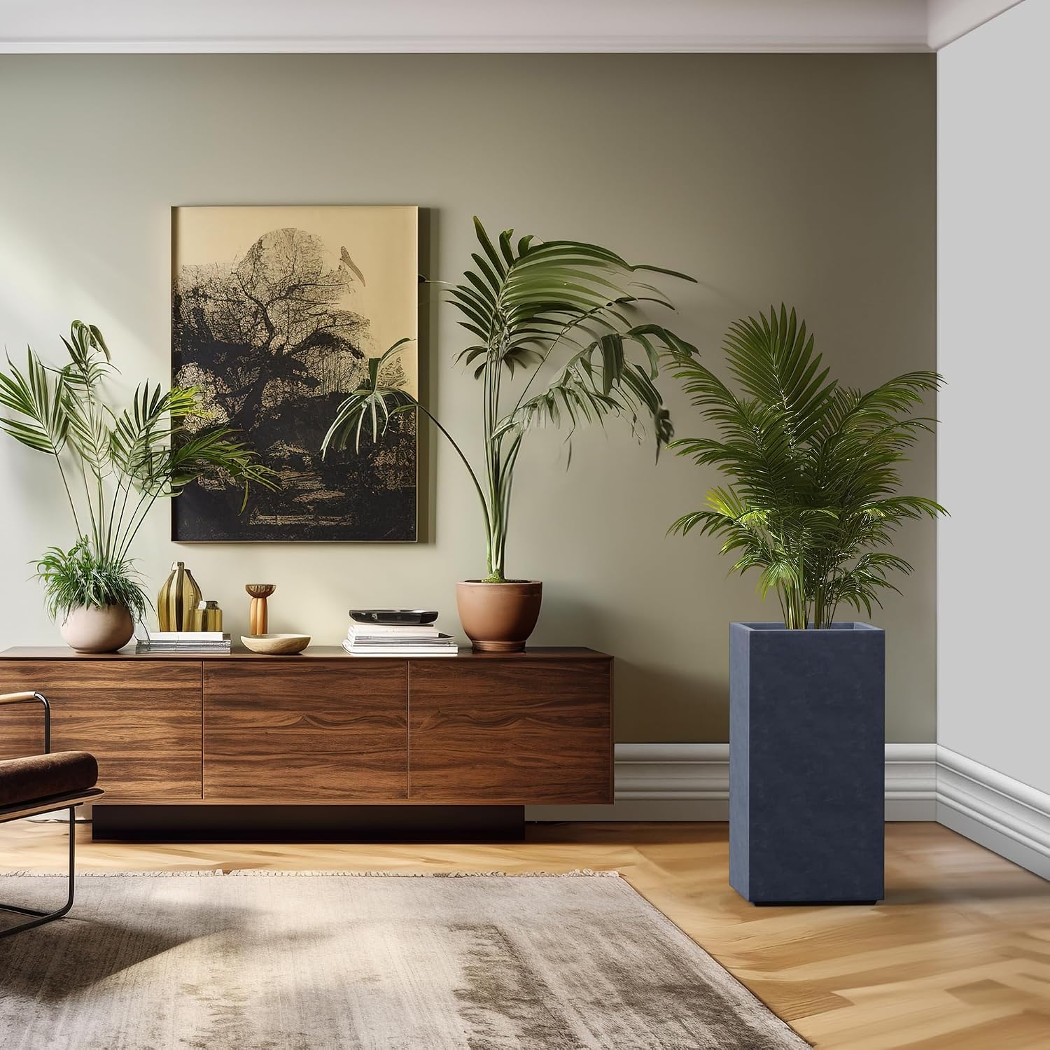 Kante Accent Column Square Pale Gray Concrete Planter 23.6" H, Outdoor