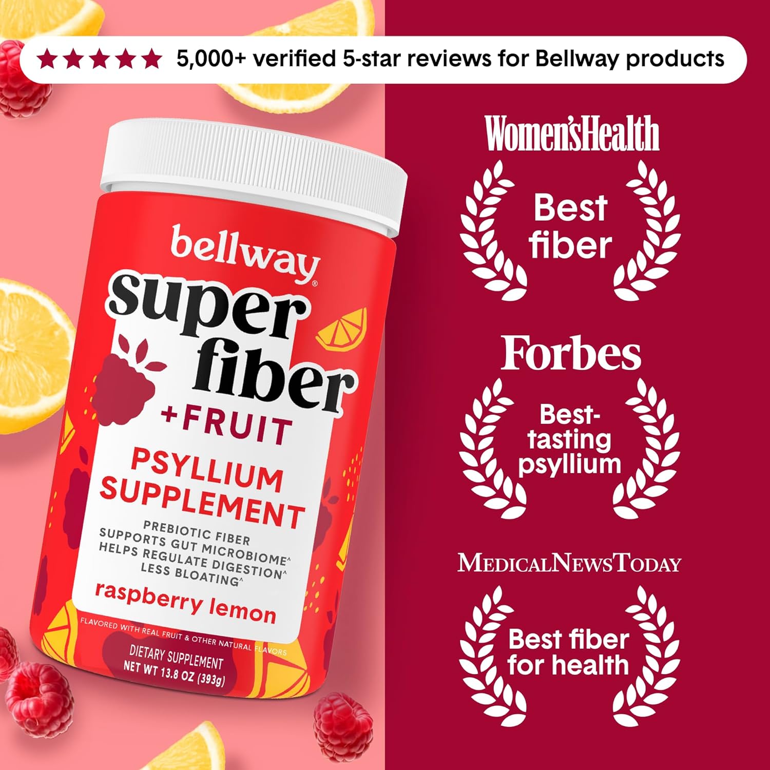 Bellway Super Fiber + Fruit, Organic Psyllium Husk Powder, Sugar-Free