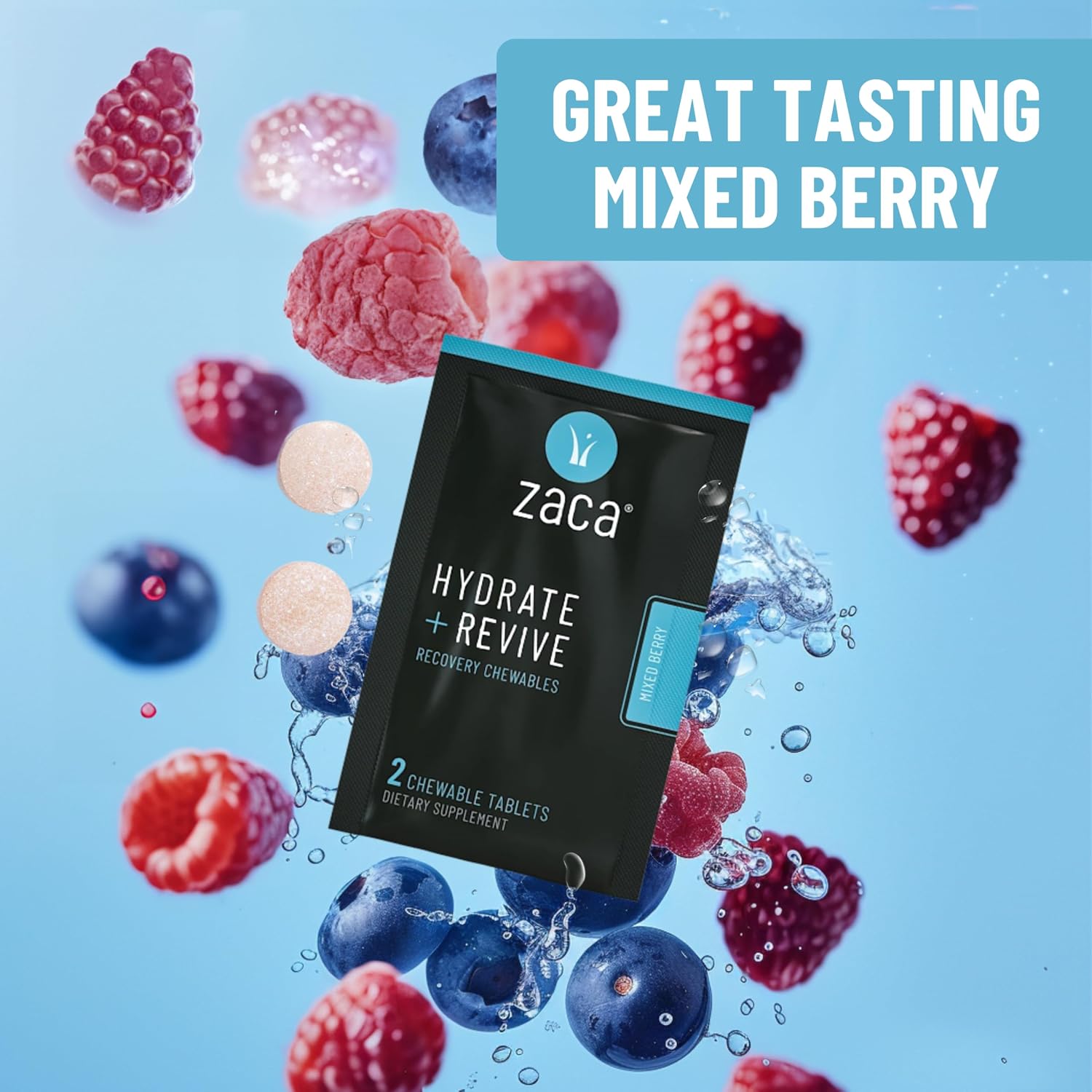 Zaca Recovery Chewable Supplement | Hydrate + Revive | 6 Packs = 12 Tablets | Party, Travel, Exercise & Altitude | Sugar Free, Gluten Free, Artificial Ingredients Free