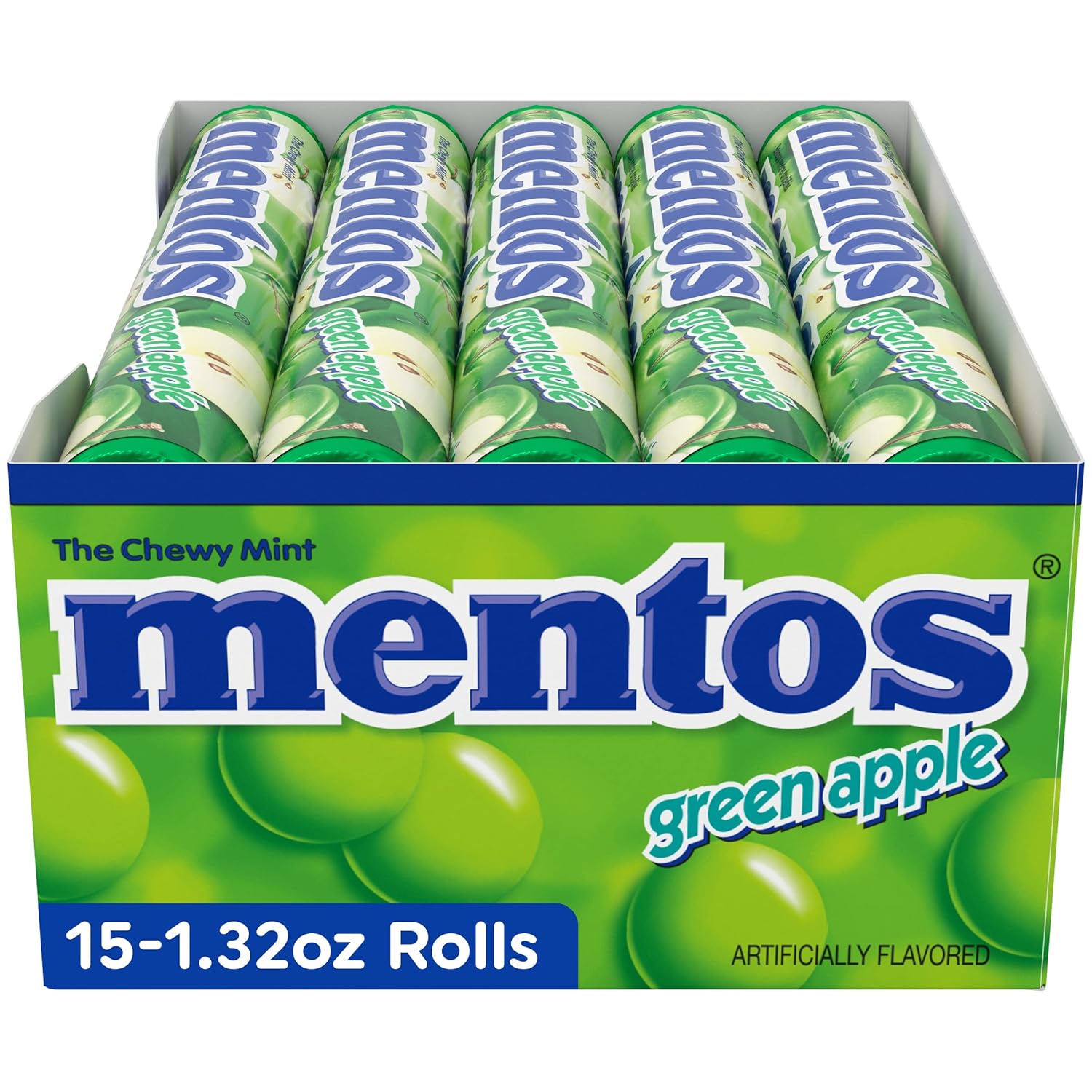 Mentos Chewy Mint Candy Roll, Cinnamon, 14 Pieces Per Roll, 15 Count Pack