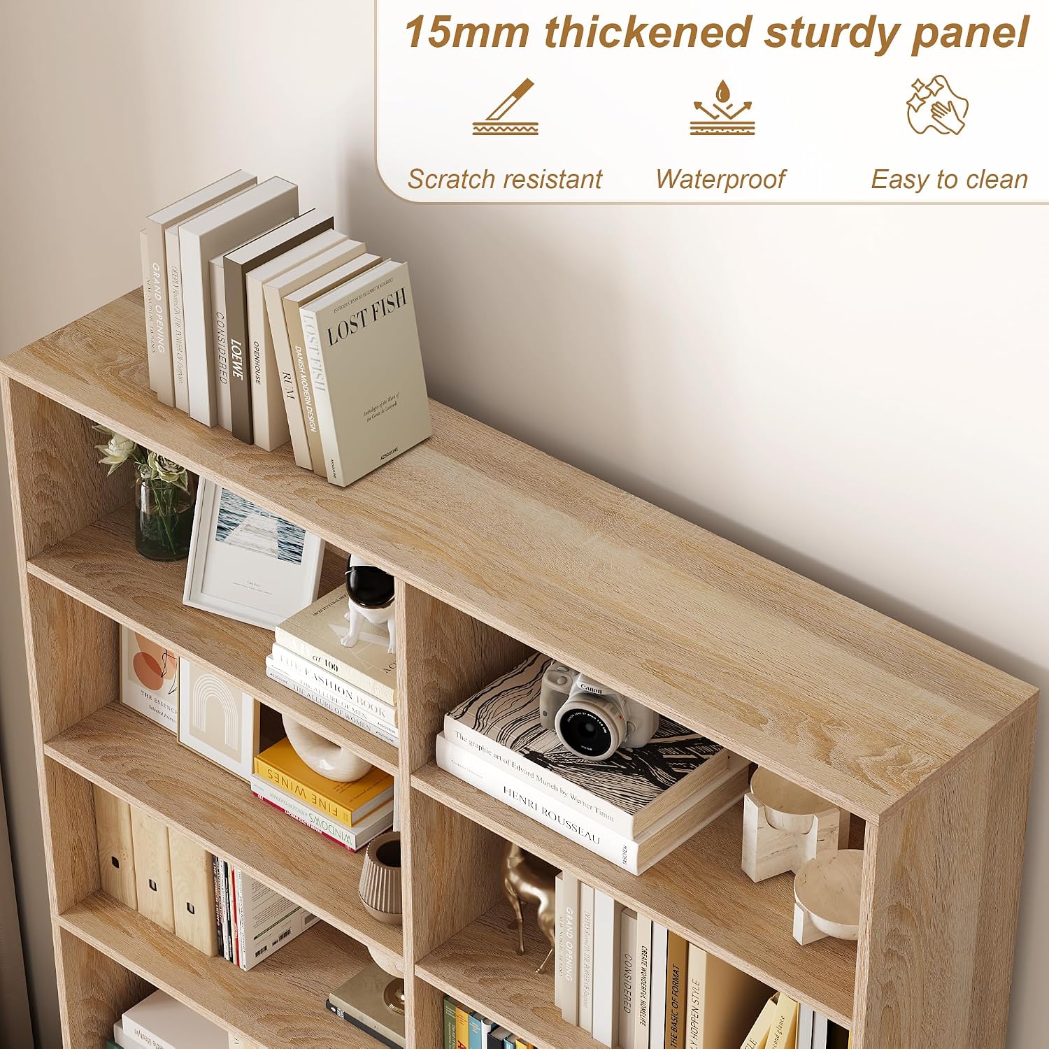 Bookshelf Tall Bookcase, 6-Tier Double Wide Bookshelves, White | Freestanding Display Storage Shelves, Tall and Large Book Shelves for Home Decor Bedroom, Living Room, Home Office, Library
