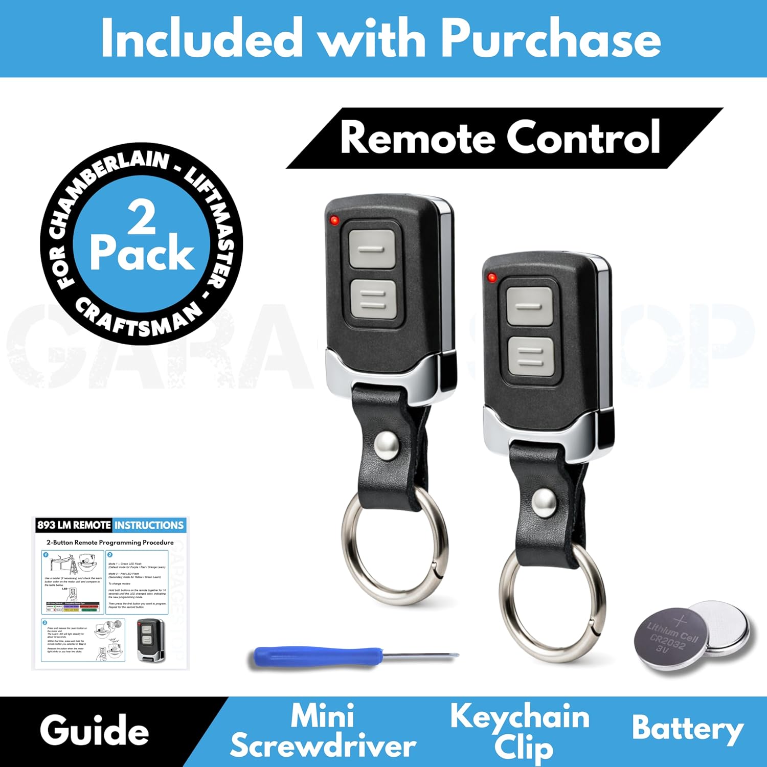 2X for LiftMaster Chamberlain Craftsman Universal Garage Door Opener Remote