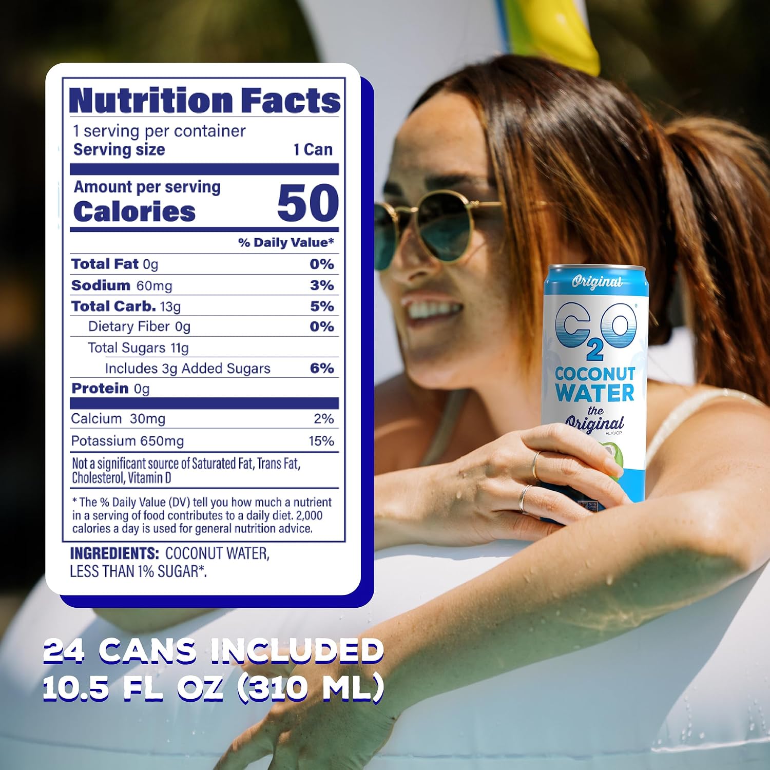 C2O - Coconut Water with Pineapple (12 Pack) - Made with Fresh Coconut Water - Plant Based - Non GMO - Canned Water - Natural Hydration, Essential Electrolytes, & Potassium - 12 Cans, 17.5 FL OZ