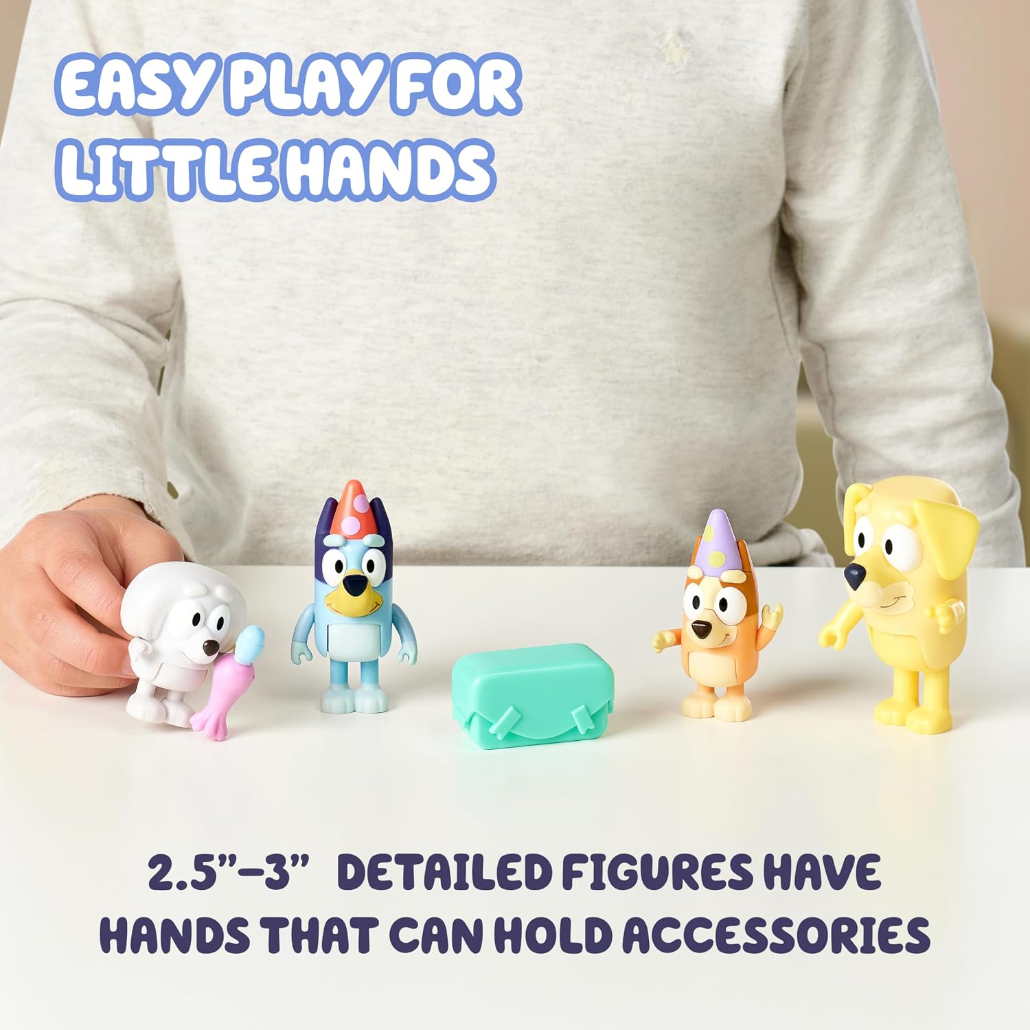 Bluey School Figurine Toys Pack of 4, Articulated Character Toys with Chloe, Rusty, and Calypso Figurines, Small Action Figures for Kids Ages 3+