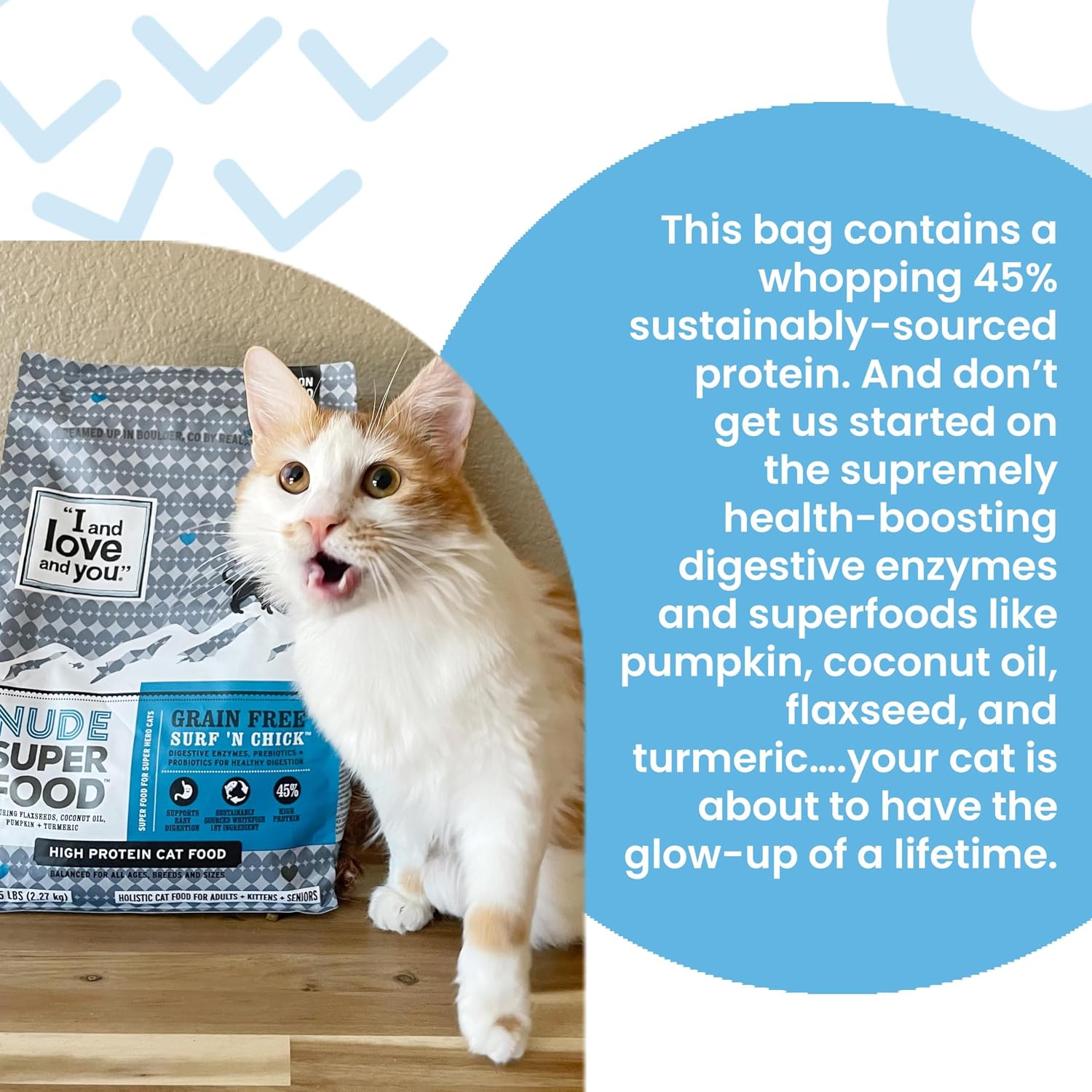 I and love and you Nude Super Food Dry Cat Food - Turkey + Chicken - Grain Free, High Protein, No Fillers, Superfoods, 5lb Bag