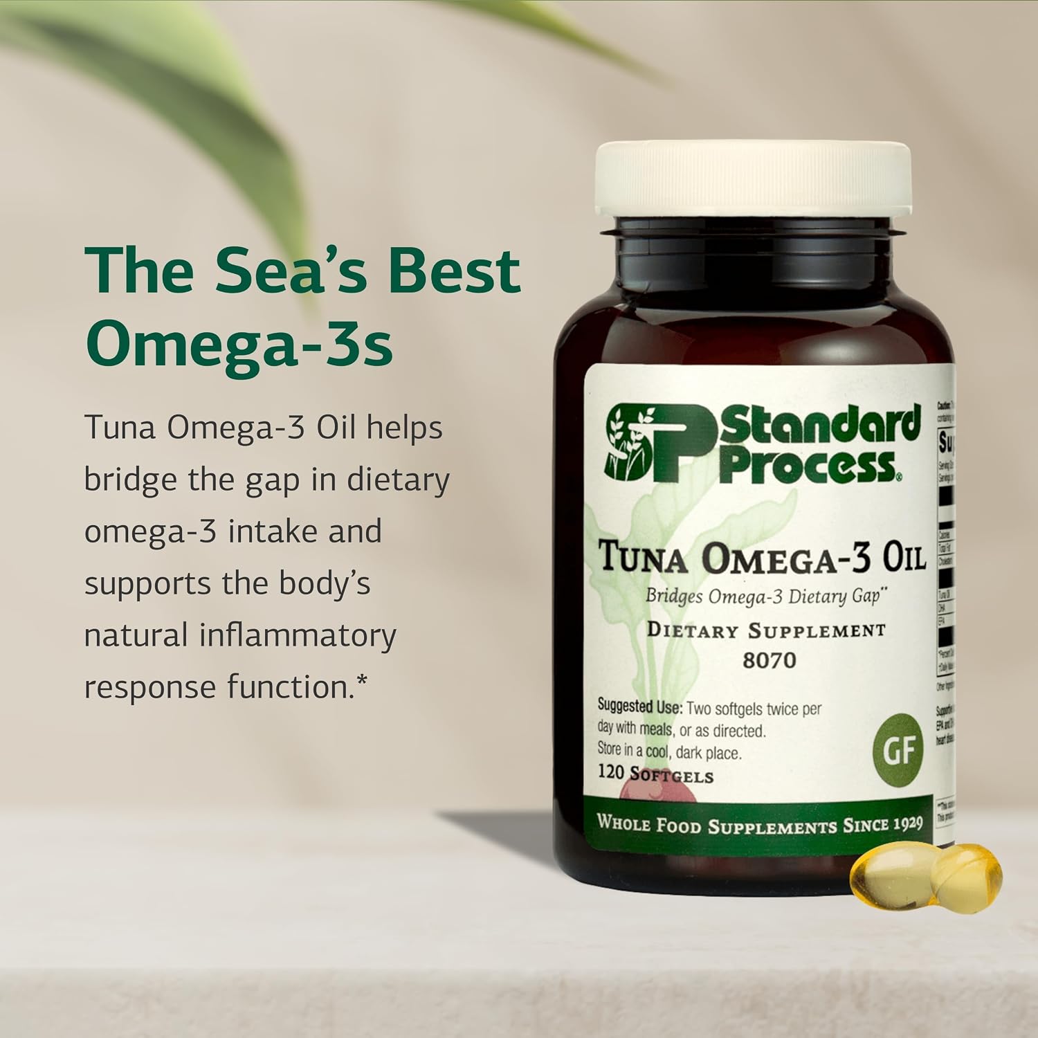 Standard Process Tuna Omega-3 Oil - Brain & Eye Health Support Supplement - Essential Fatty Acid Supplement with Omega-3 - Nutritional Supplement to
