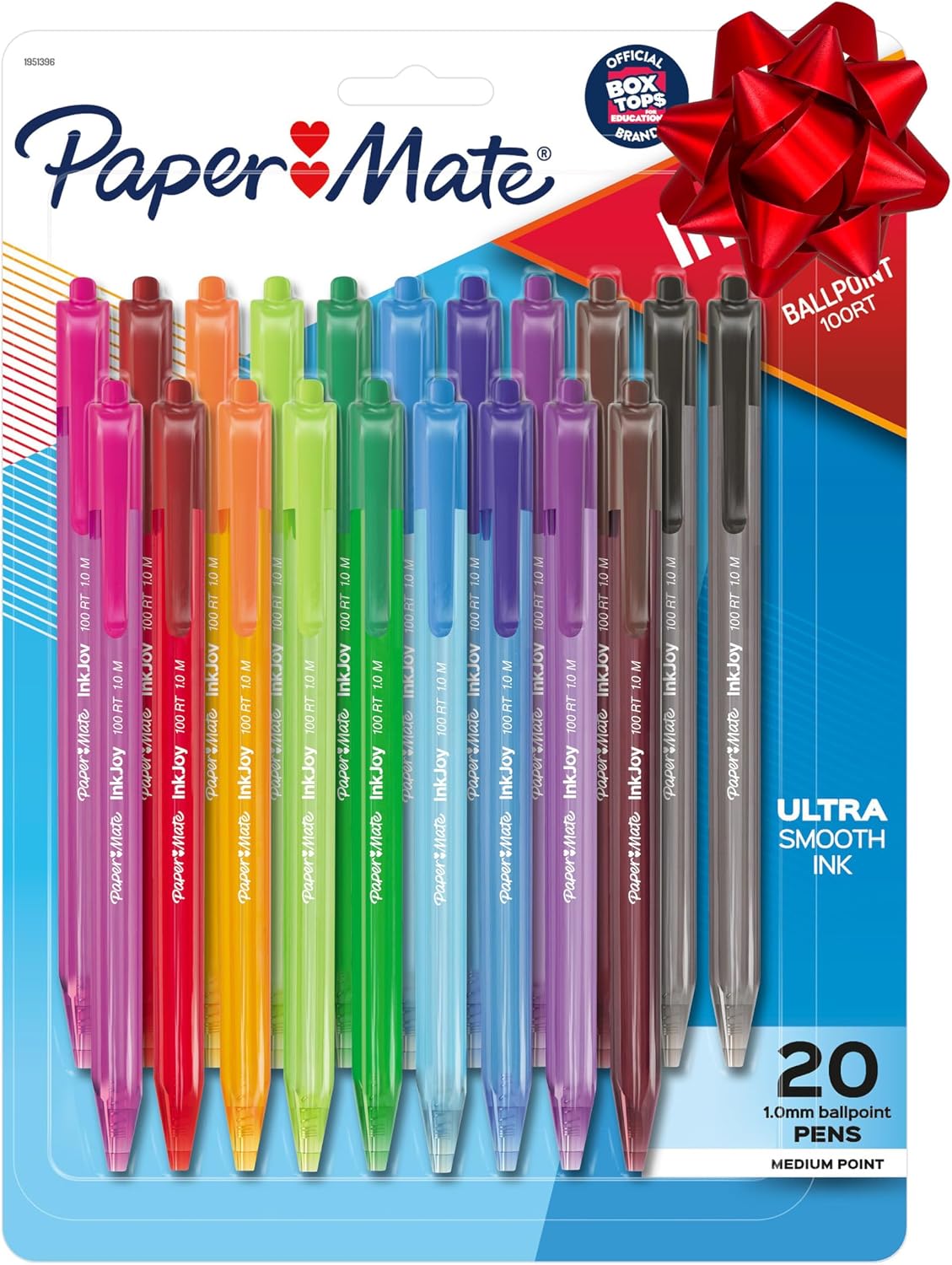 Paper Mate InkJoy 100RT Retractable Ballpoint Pens, Medium Point (1.0mm), 20 Count - Teacher Essentials, Colorful Office Supplies, Note-Taking, Back to School