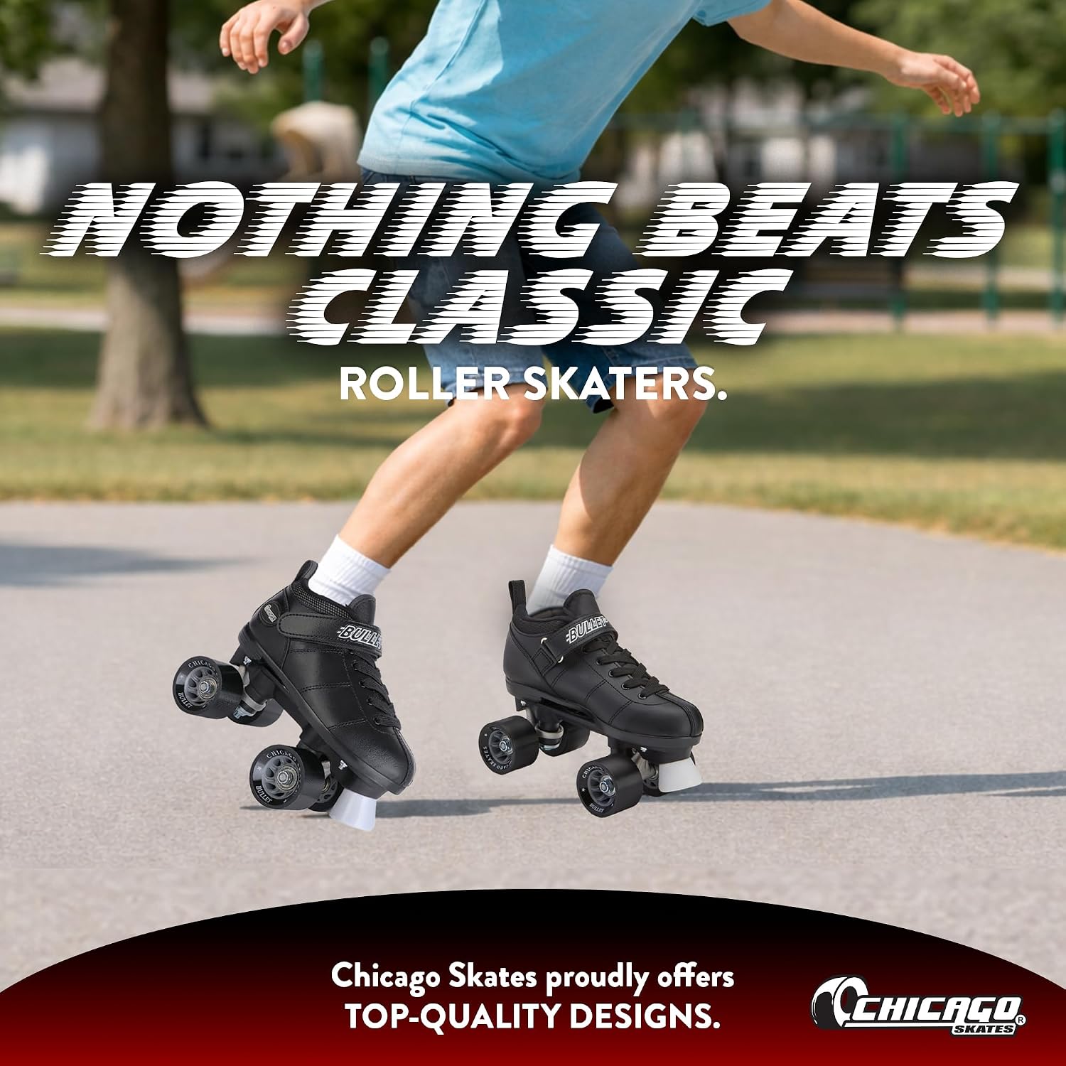 Chicago Skates Bullet Speed Roller Skates – Adjustable Quad Roller Skates Women Men, Durable Skates, Top Performance with Front Stopper, 62mm Urethane Wheels, Low-Cut Ankle Boot, Indoor Outdoor Toys