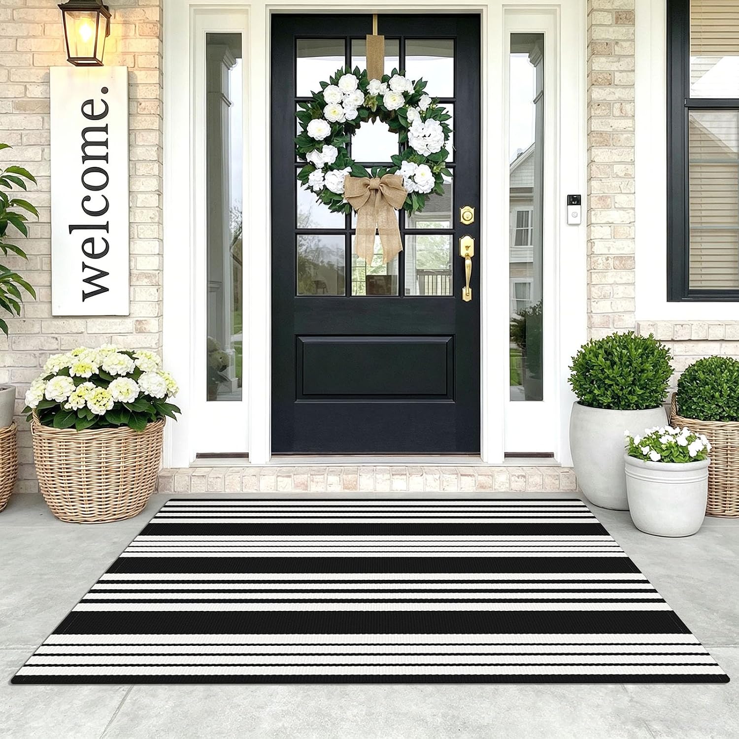 KOZYFLY Black and White Area Rug 3x5 Ft Washable