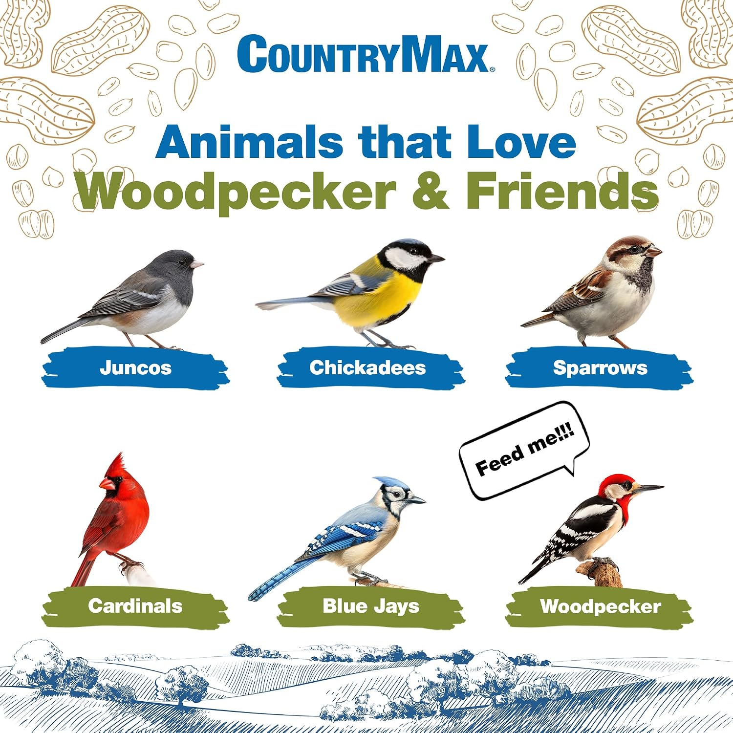 Backyard Seeds Woodpecker No-Waste Bird Seed Mix 5lbs - Premium Shelled Peanuts & Sunflower Chips, Small Bag of Wild Bird Food