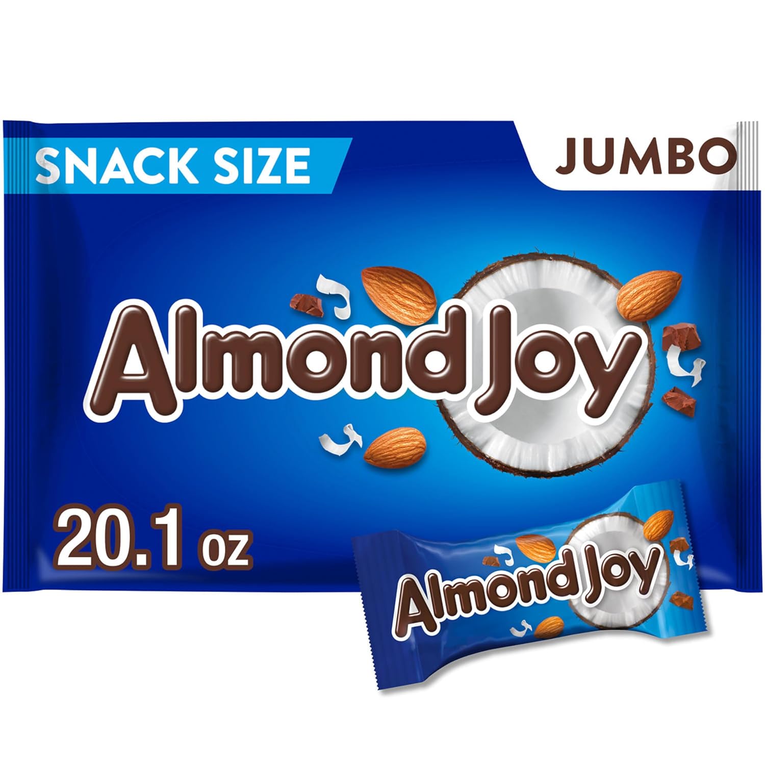 ALMOND JOY Coconut and Almond Chocolate Snack Size, Candy Bars, 0.6 oz (8 Count)