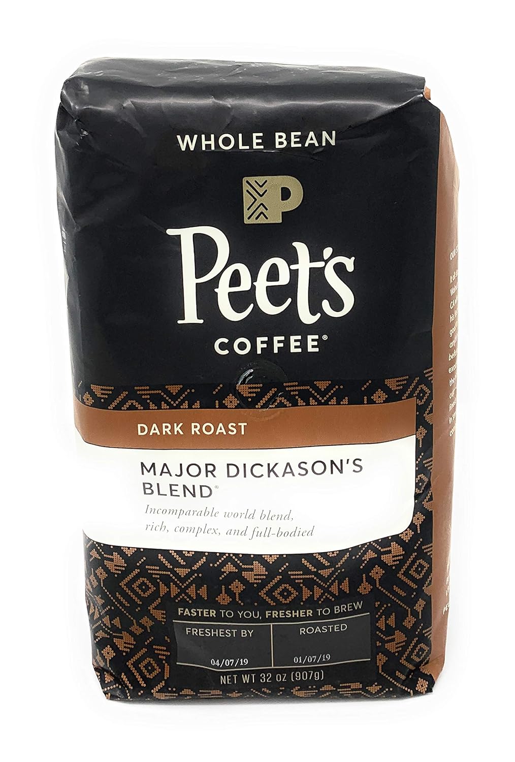 Peet's Coffee Whole Bean Coffee, Dark Roast, Major Dickason's, 18 Ounces