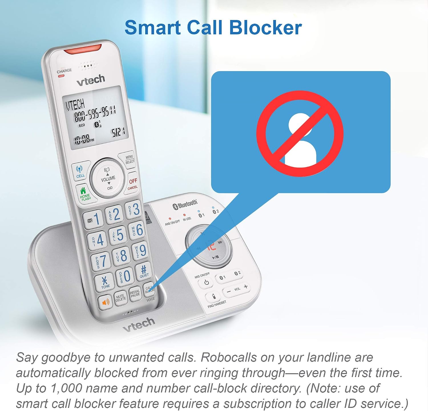 VTech VS112-27 2 Handset Cordless Phone with Answering Machine, Call Blocking, Caller ID, Intercom and Connect to Cell
