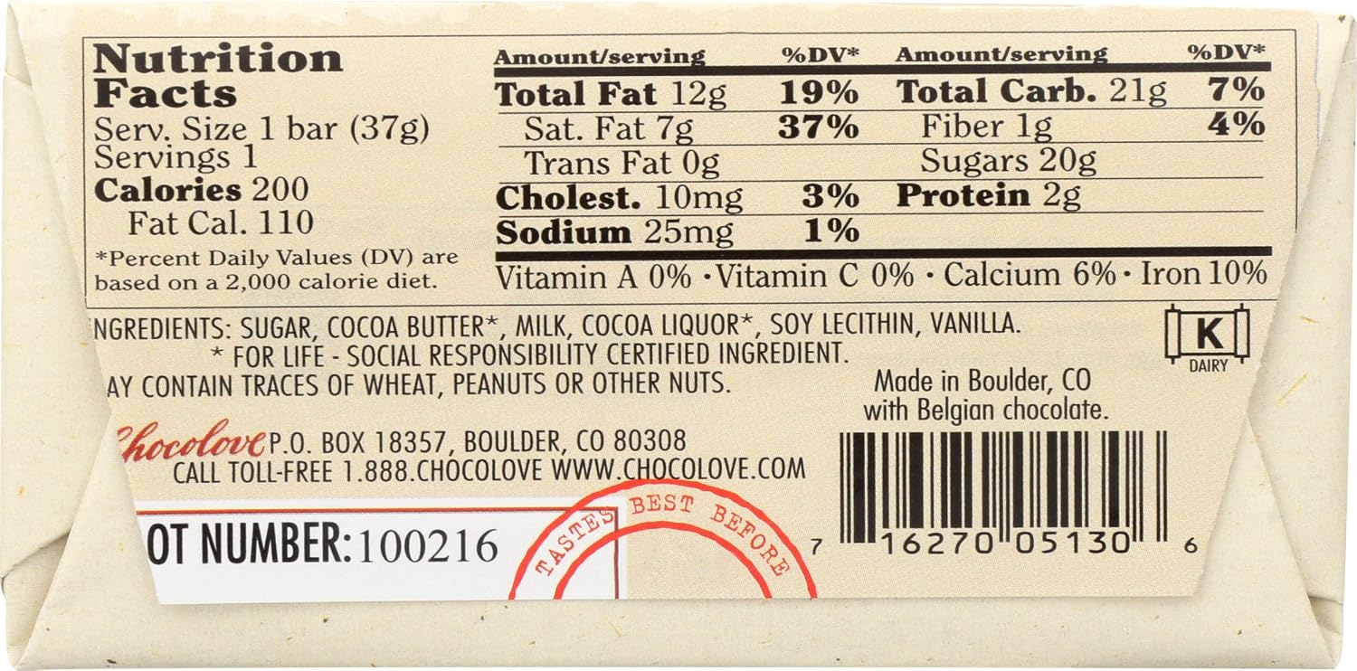 Chocolove Pure Milk Chocolate Mini Bar, 1.3000-ounces (Pack of 12)