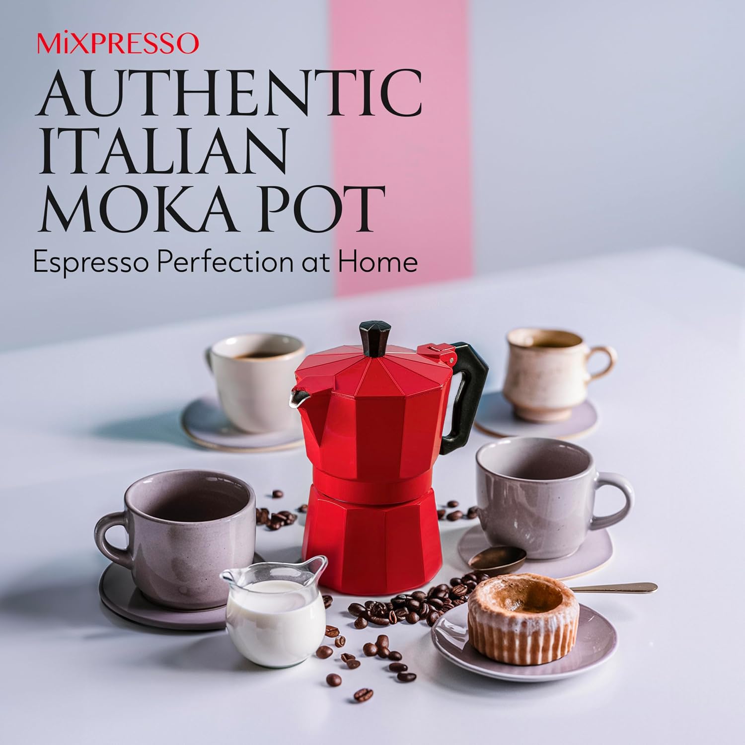 Mixpresso 3 Cup Moka Pot Stovetop Espresso Maker, Italian Cuban Coffee Pot