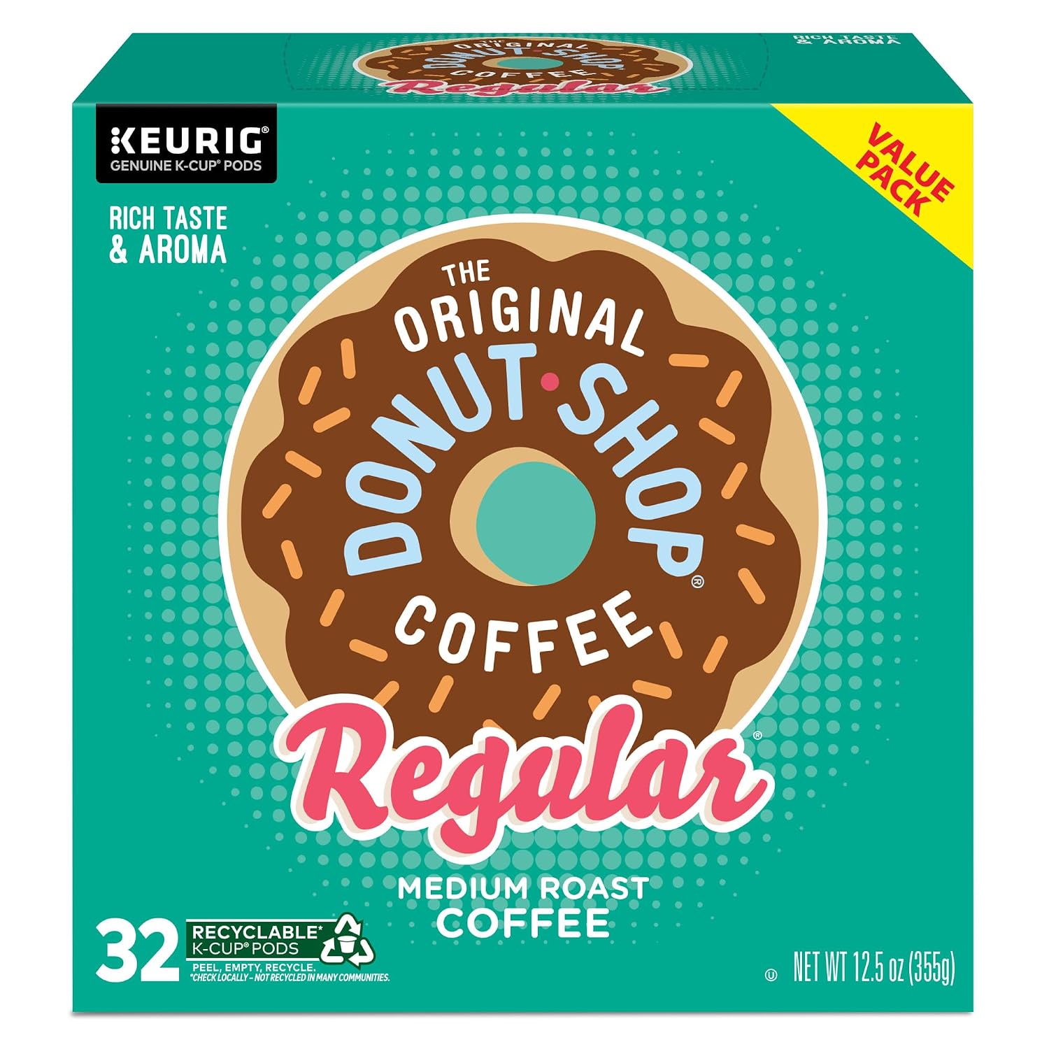 The Original Donut Shop Regular, Single-Serve Keurig K-Cup Pods, Medium Roast Coffee Pods, 96 Count