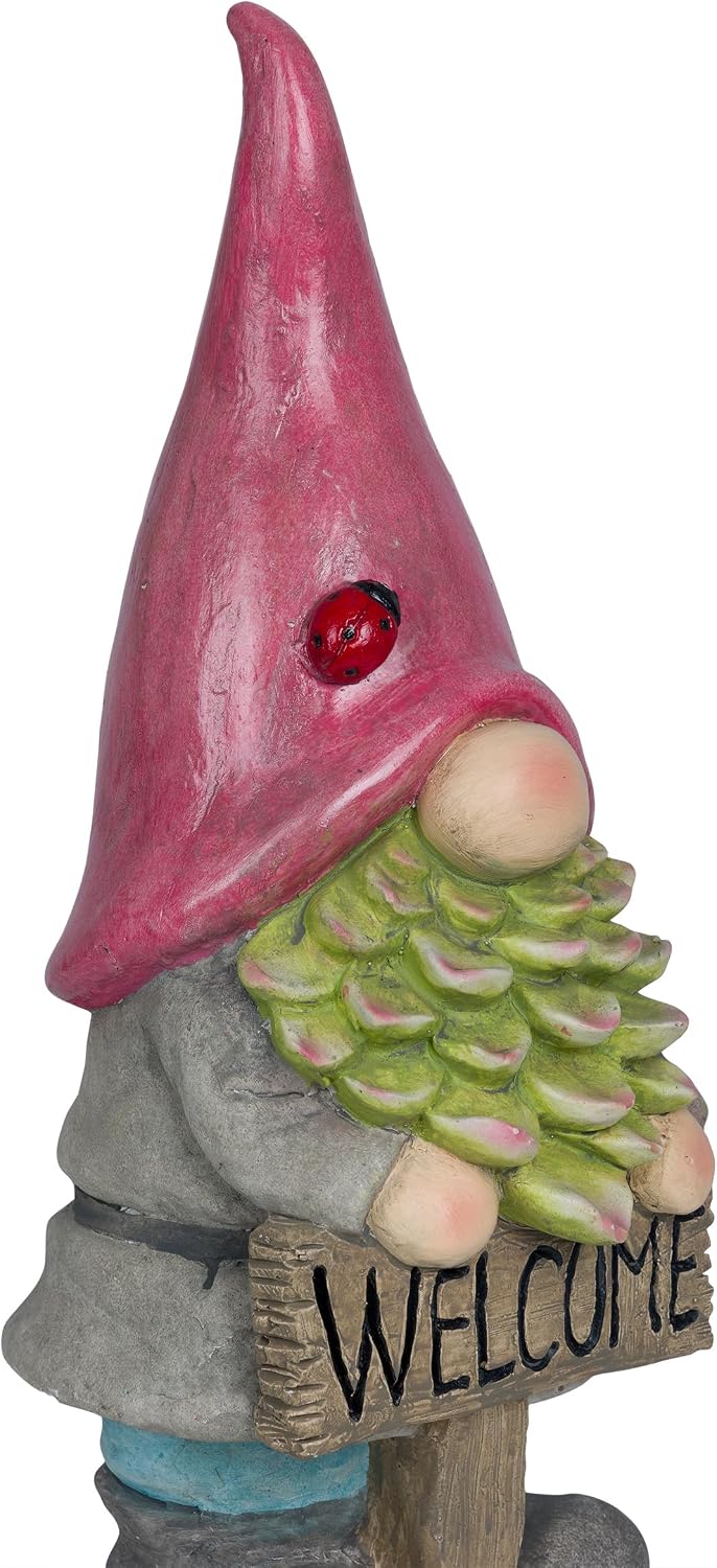 Alpine Corporation 12" Tall Traditional Outdoor Garden Gnome Yard Statue Decoration