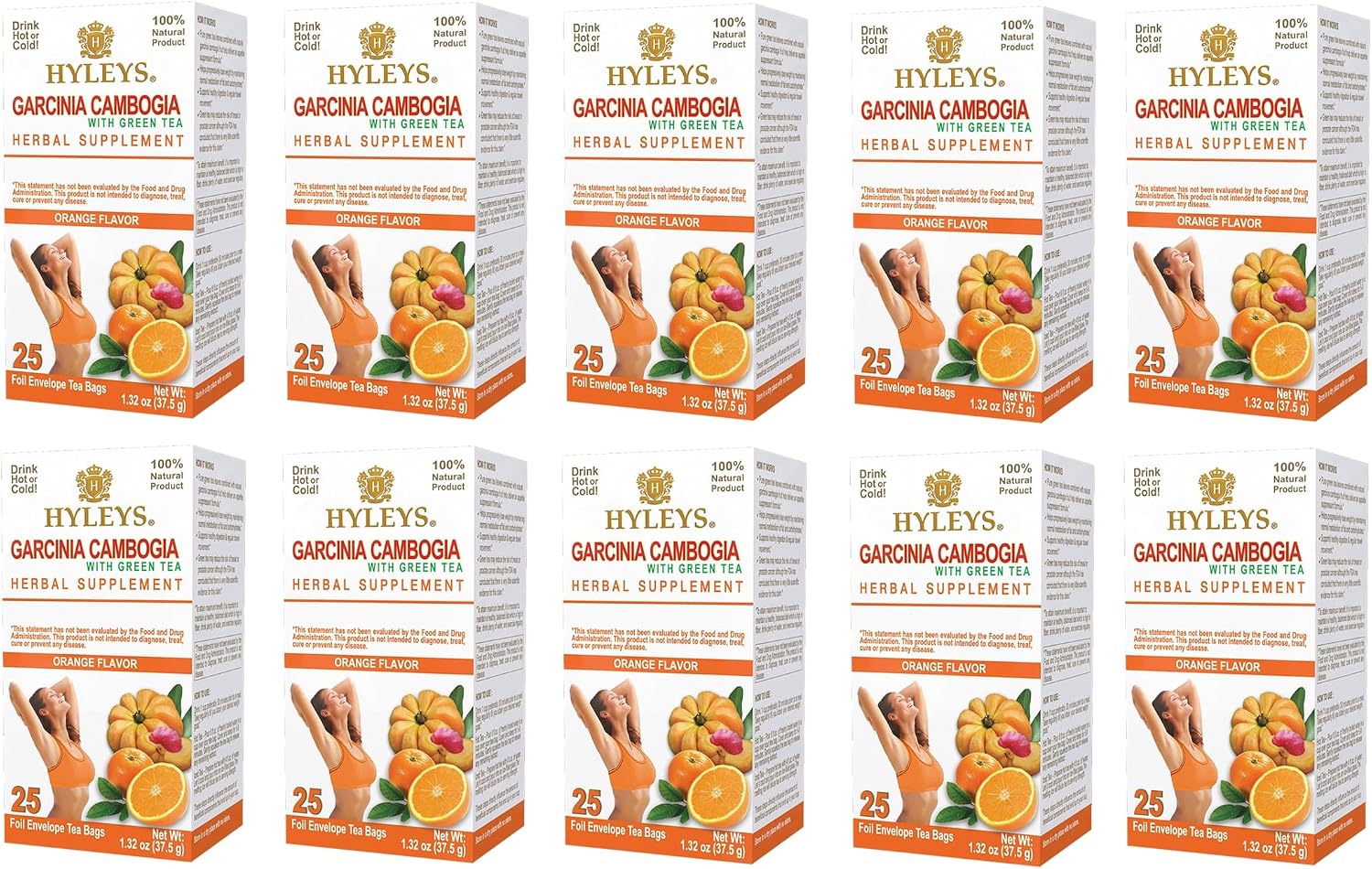 HYLEYS Tea Garcinia Cambogia Green Tea 5 Flavors Assortment - 25 Tea Bags