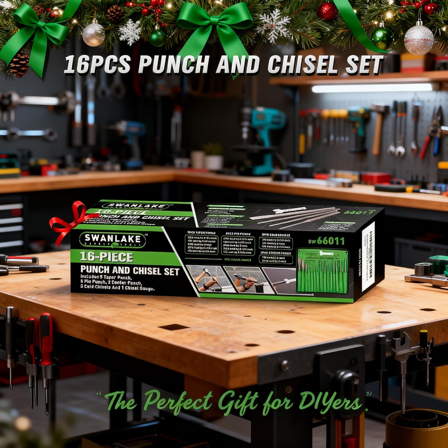 16-Piece Precision Punch & Chisel Set - Taper Punch, Pin Center Punch, Cold Chisels & Gauge for Versatile Applications